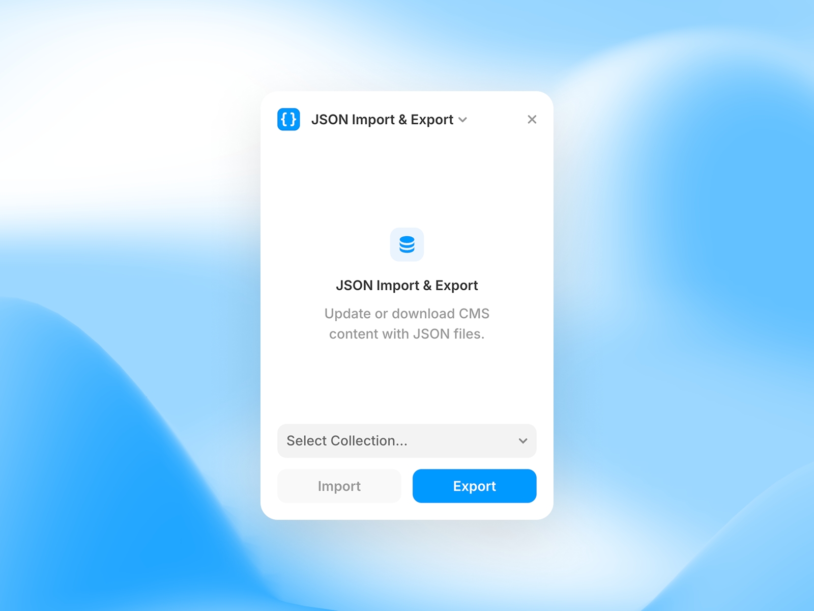 Thumbnail 1 for JSON Import & Export, a Framer Marketplace plugin by Isaac Roberts.