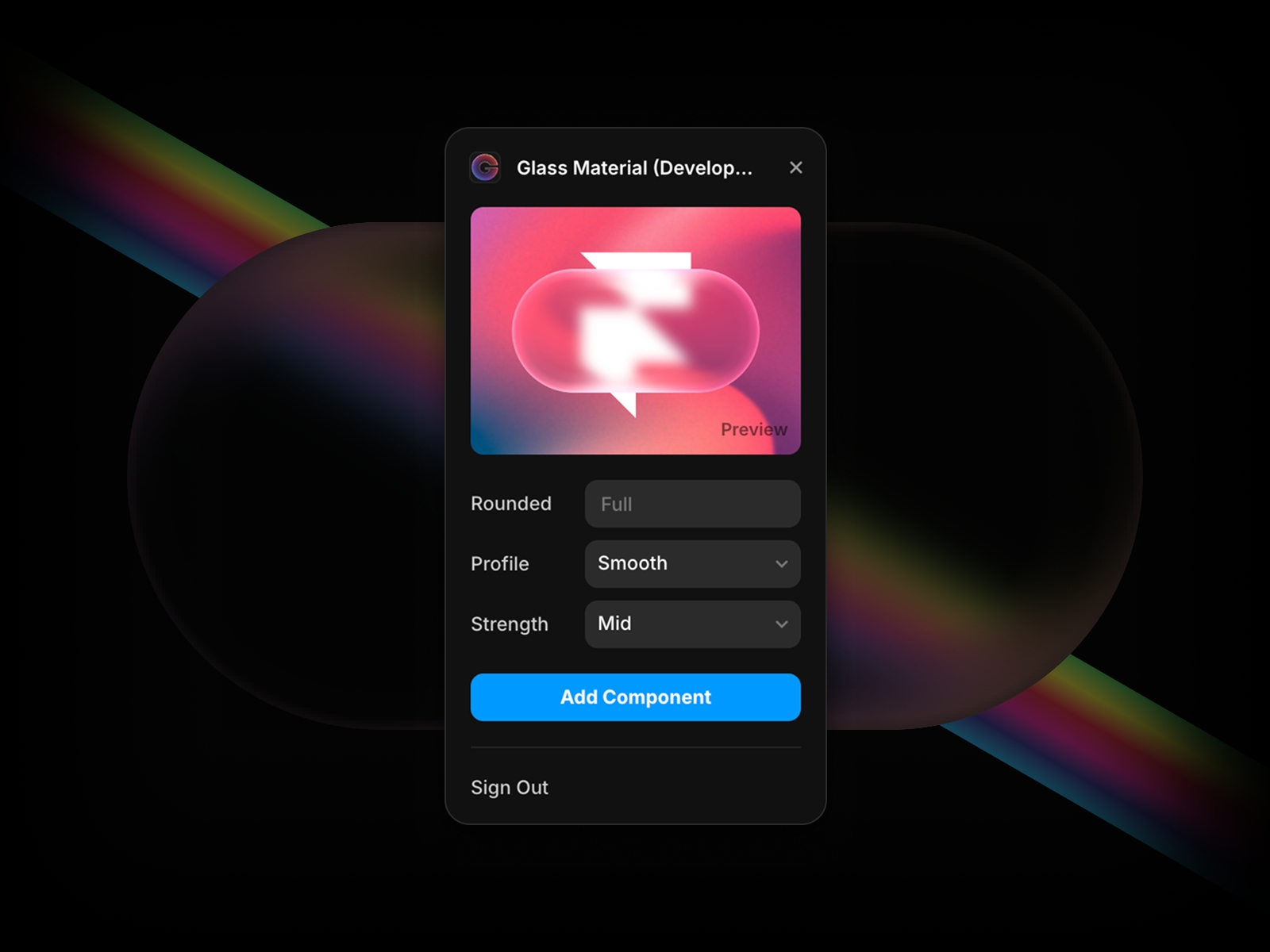 Thumbnail 2 for Glass Material, a Framer Marketplace plugin by Aframe Studio.