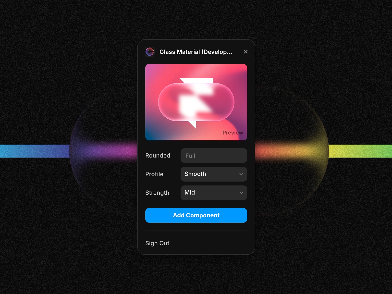Thumbnail 2 for Glass Material, a Framer Marketplace plugin by Aframe Studio.