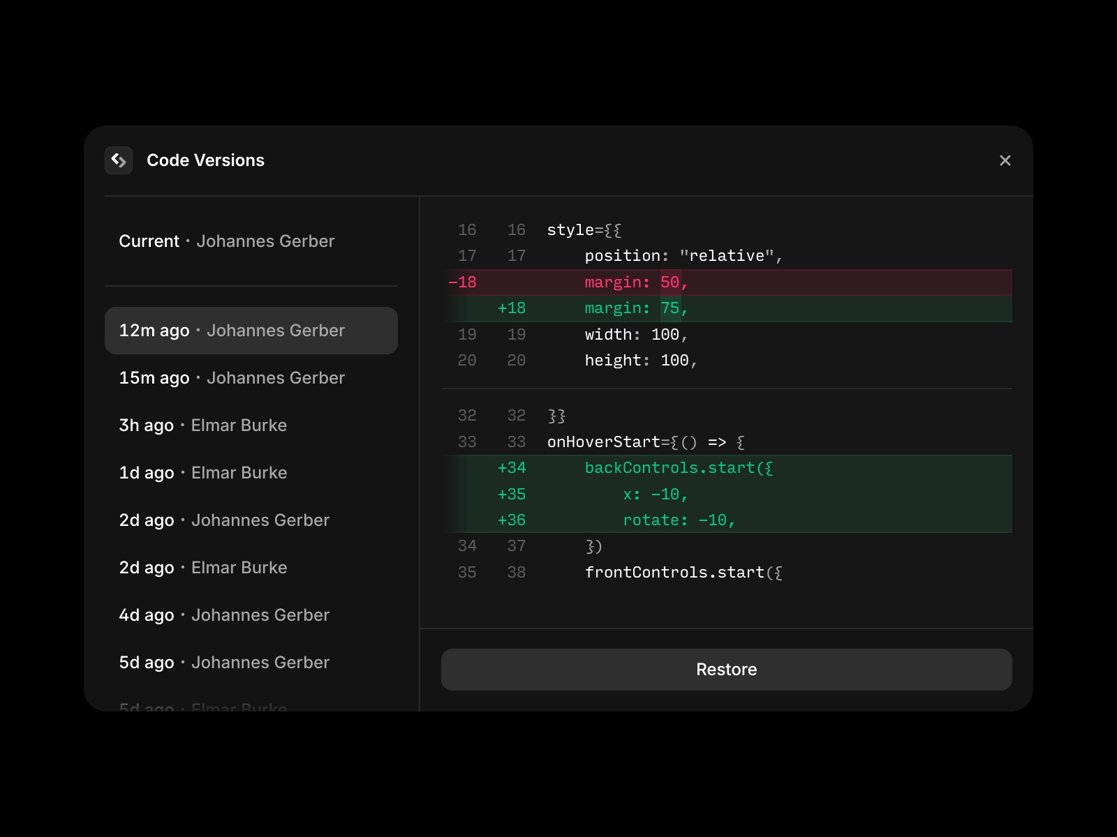 Thumbnail 1 for Code Versions, a Framer Marketplace plugin by Framer.
