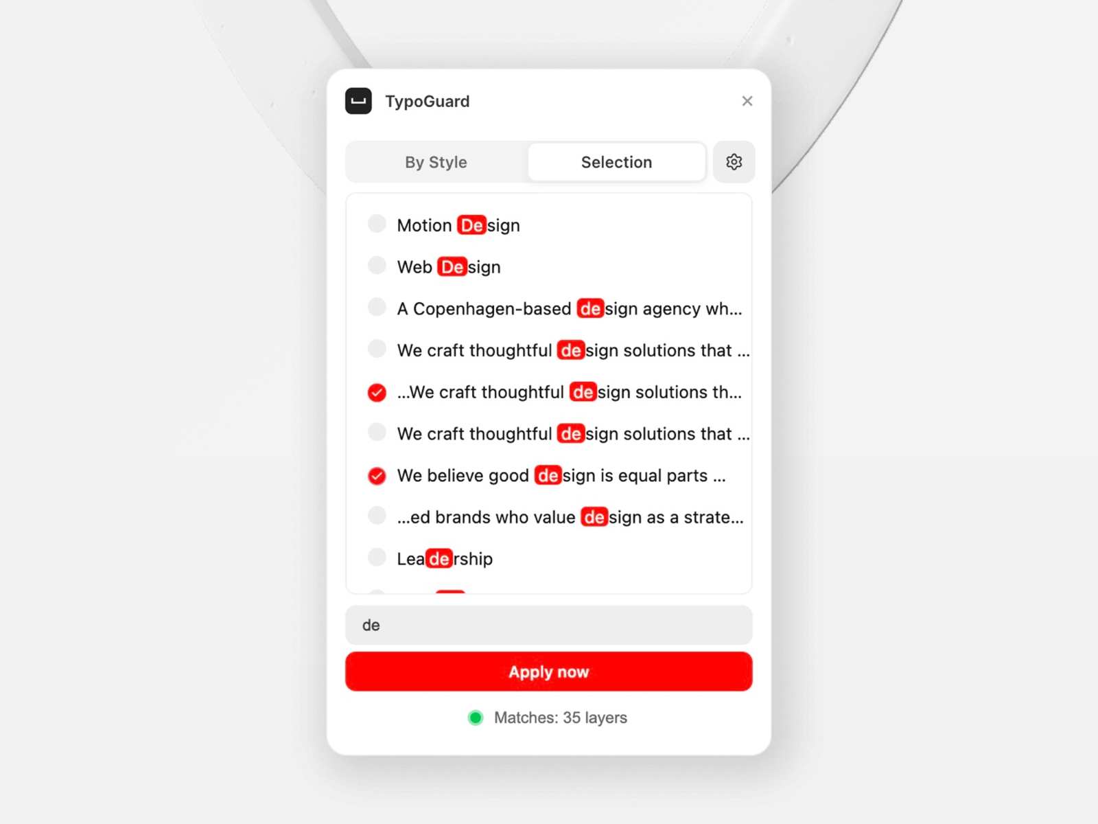 Screenshot 3 for TypoGuard, a Framer Marketplace plugin by Design Freaks.