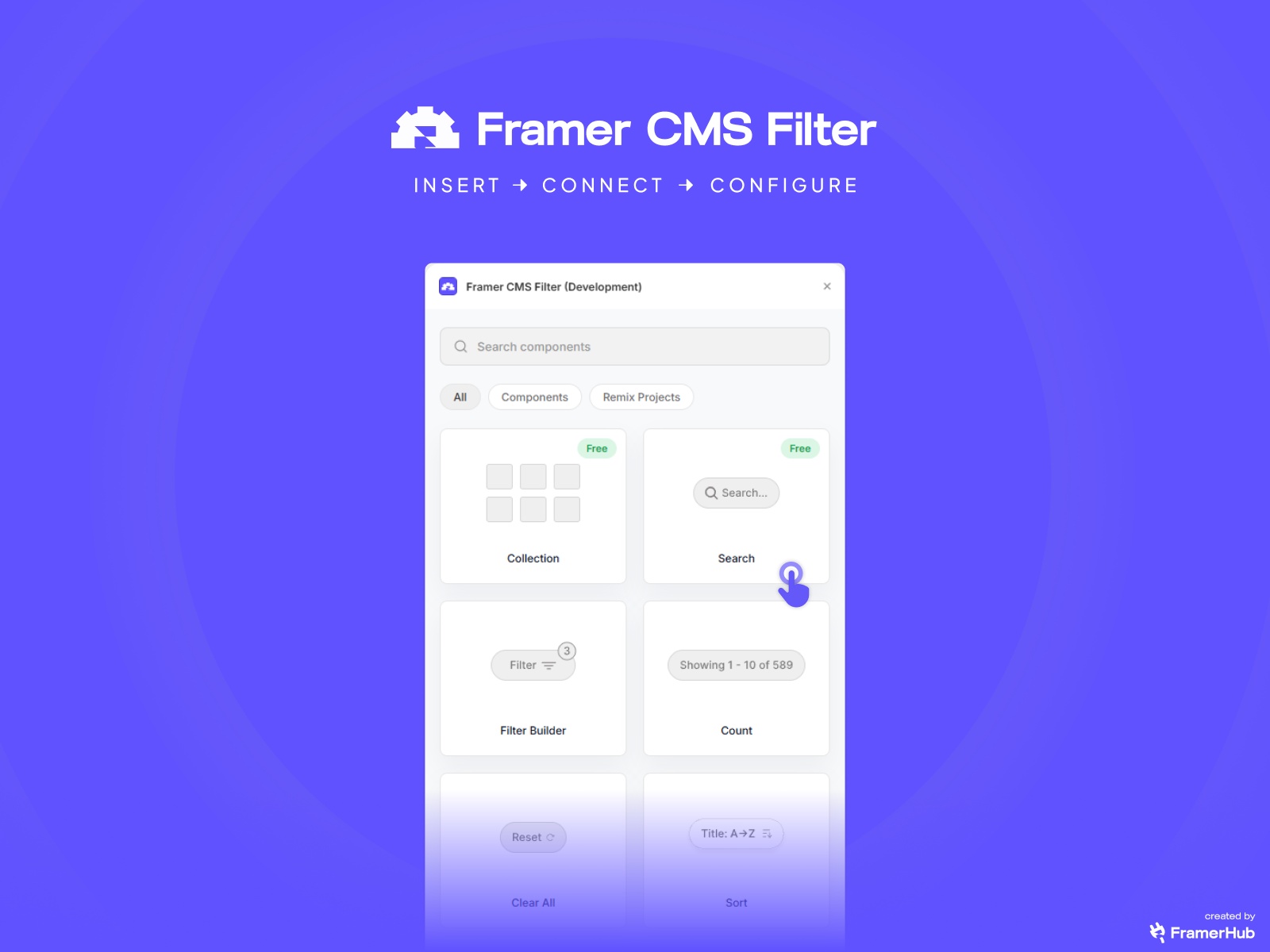 Thumbnail 1 for Framer CMS Filter, a Framer Marketplace template by Framer Hub.