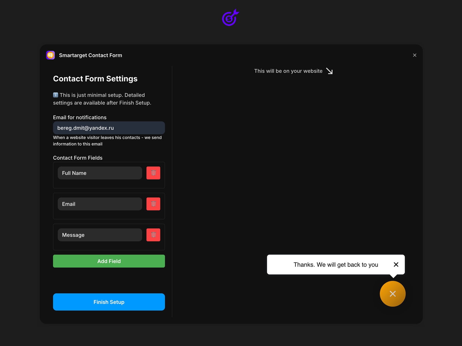 Thumbnail 2 for Contact Form, a Framer Marketplace plugin by Smartarget.