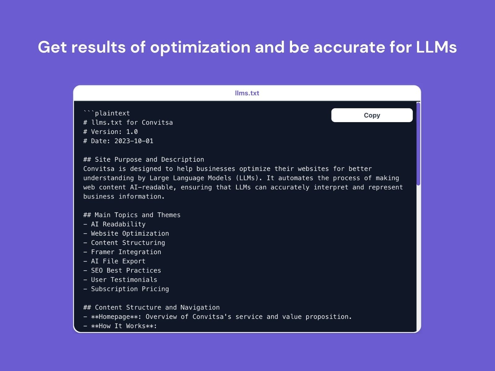 Screenshot 3 for Convitsa, a Framer Marketplace plugin by Mahammad Karimov.