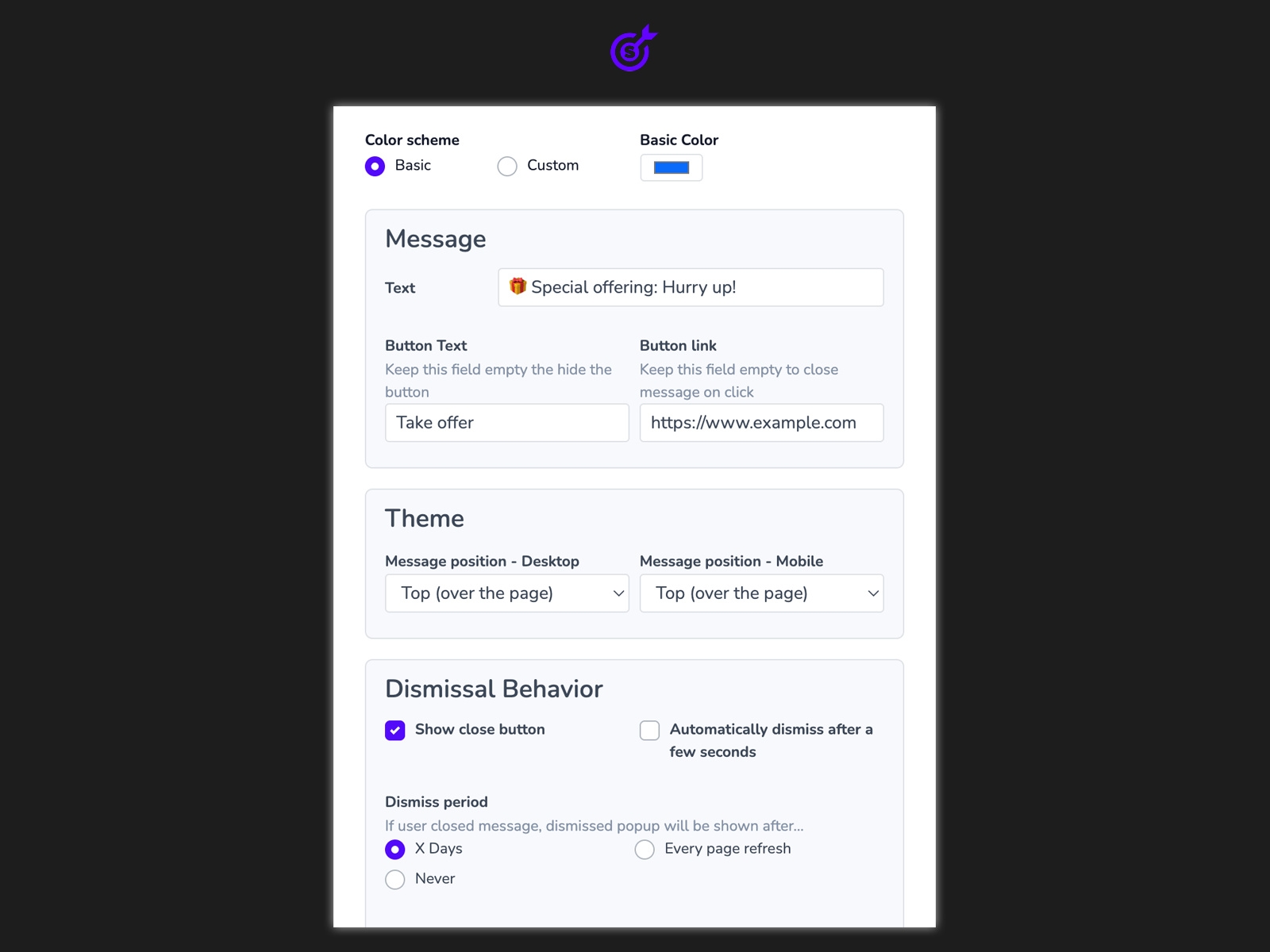 Screenshot 3 for Countdown Bar, a Framer Marketplace plugin by Smartarget.