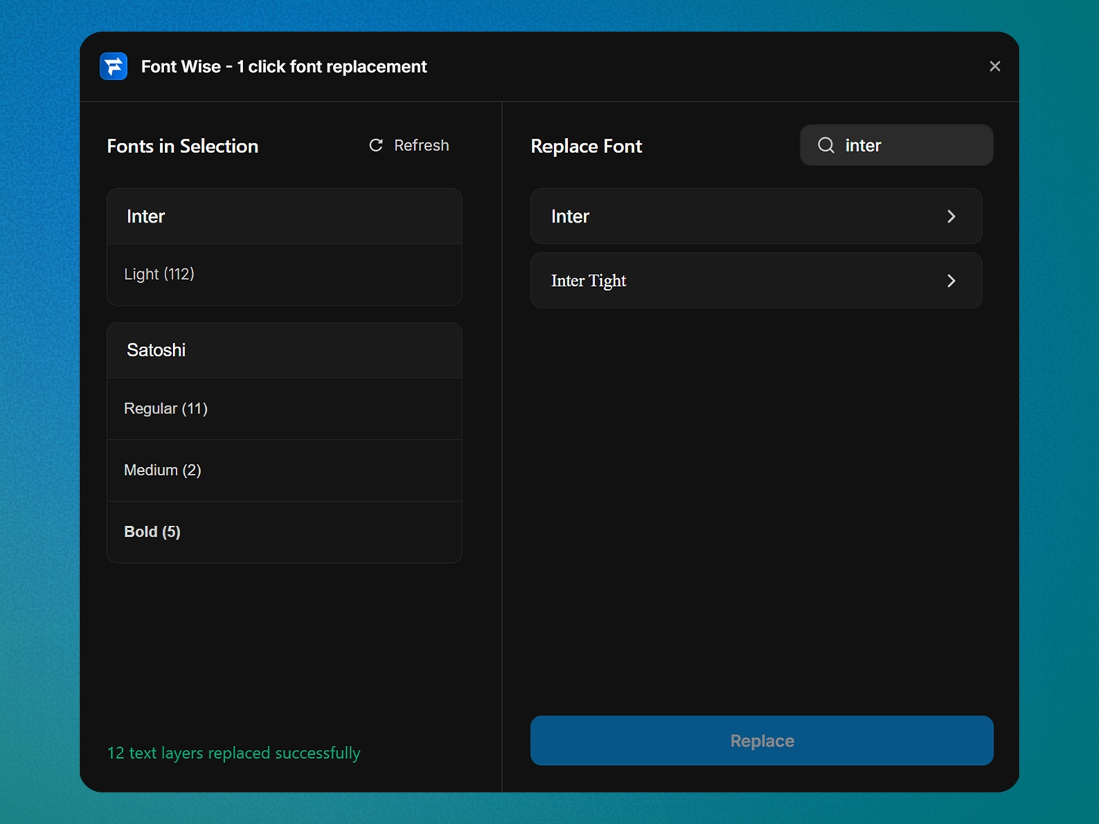 Screenshot 4 for Font Wise - 1 click font replacement, a Framer Marketplace plugin by Framer Spark.