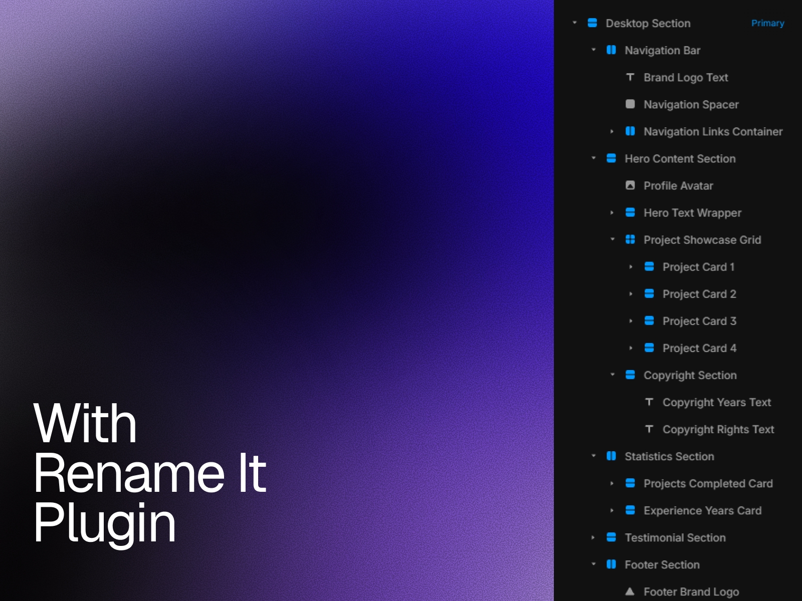 Screenshot 3 for Rename It, a Framer Marketplace plugin by Iklil Najma Muqtafa.