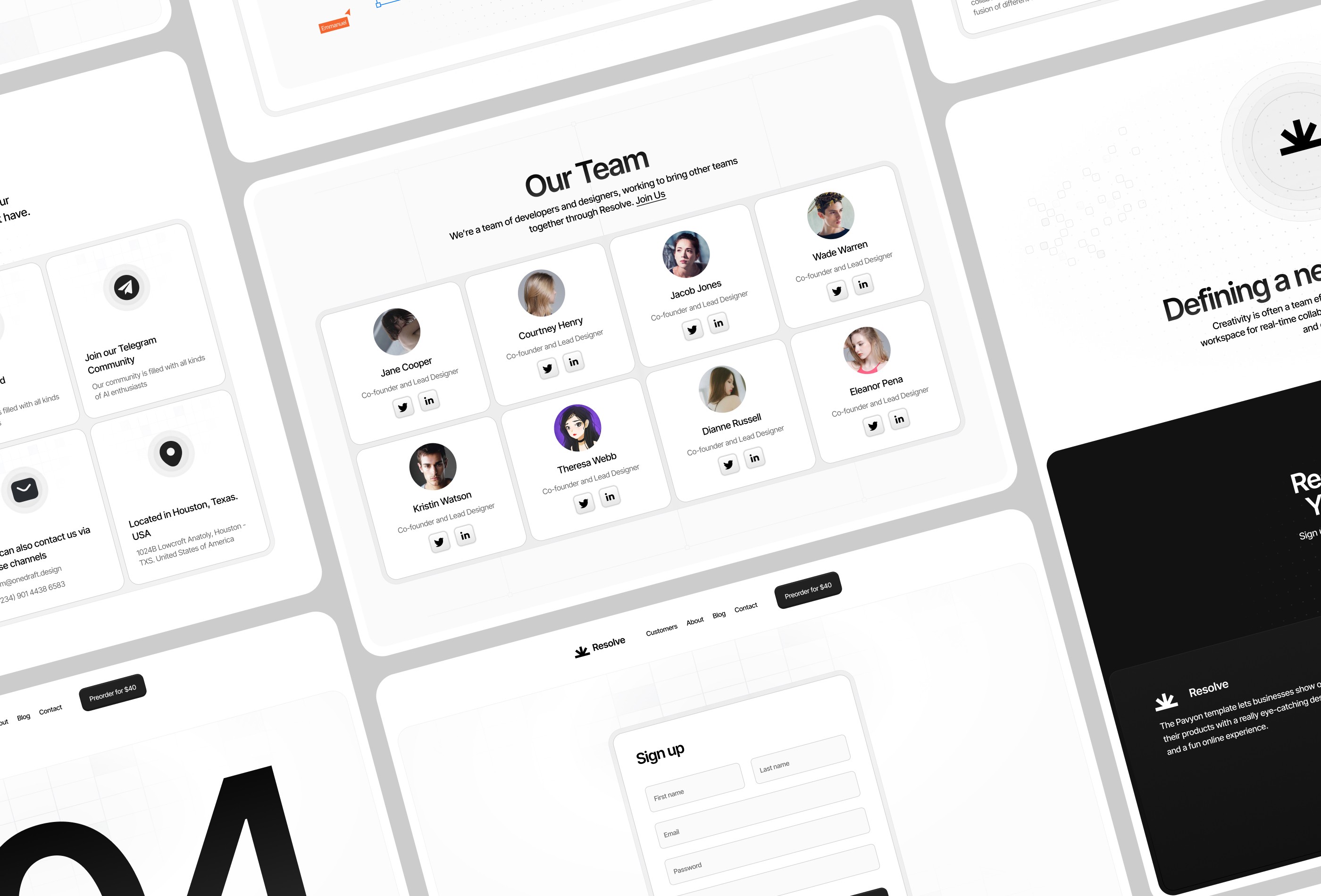 Screenshot 4 for Resolve, a Framer Marketplace template by Ozenua Oluwatobi.