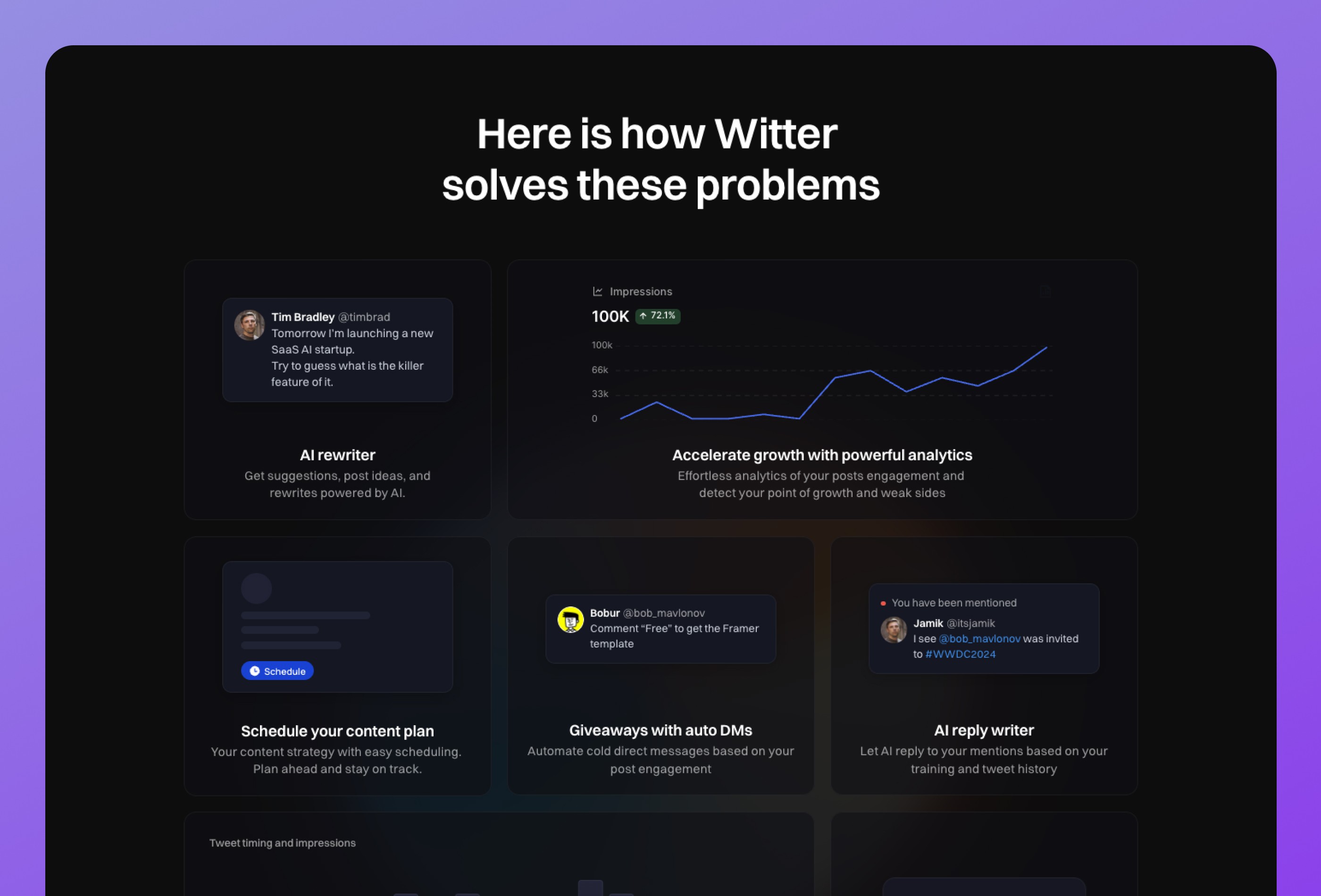 Screenshot 3 for Witter, a Framer Marketplace template by Bobur Mavlonov.