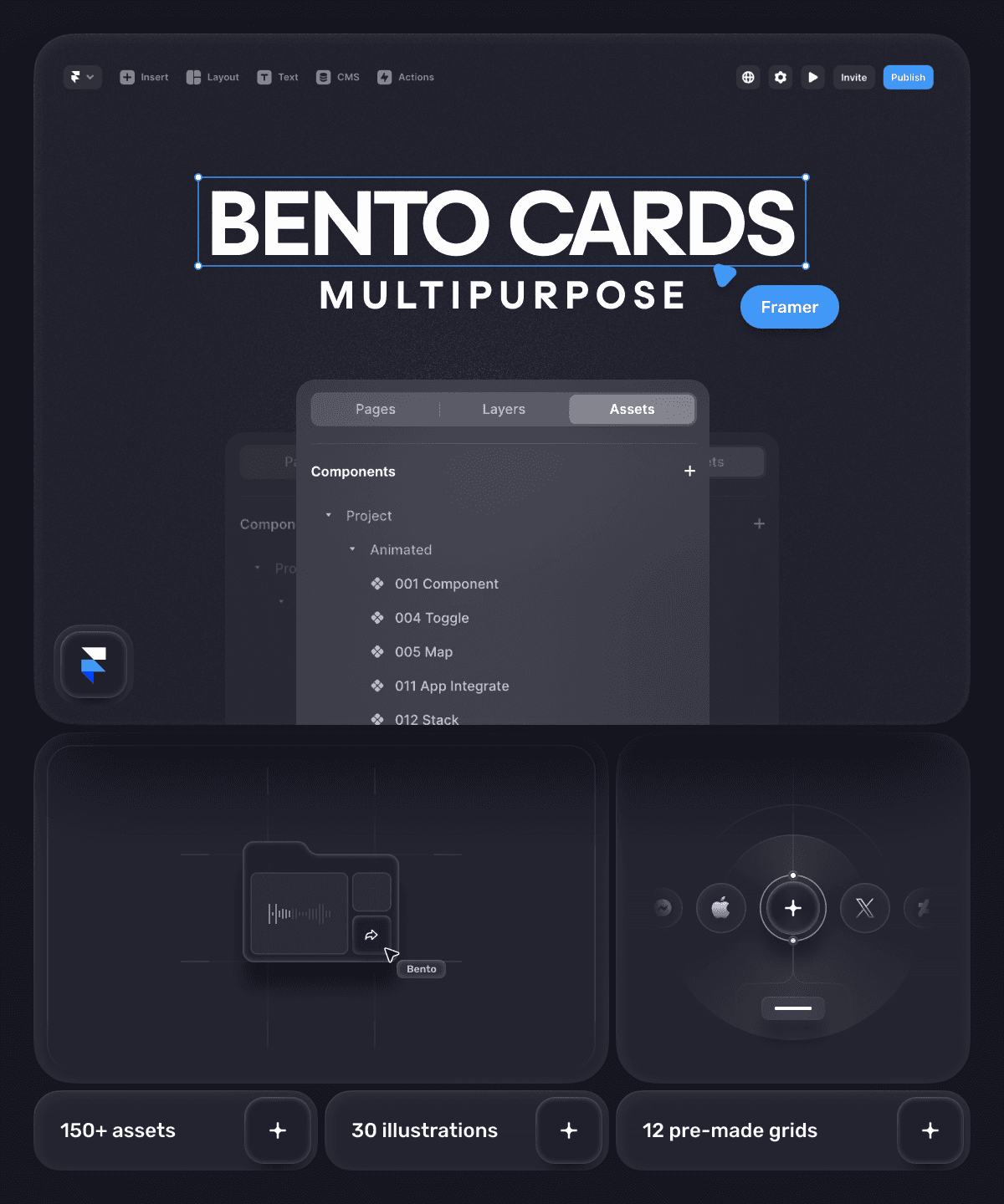 Thumbnail 1 for UI8 Bento Cards, a Framer Marketplace template by UI8.