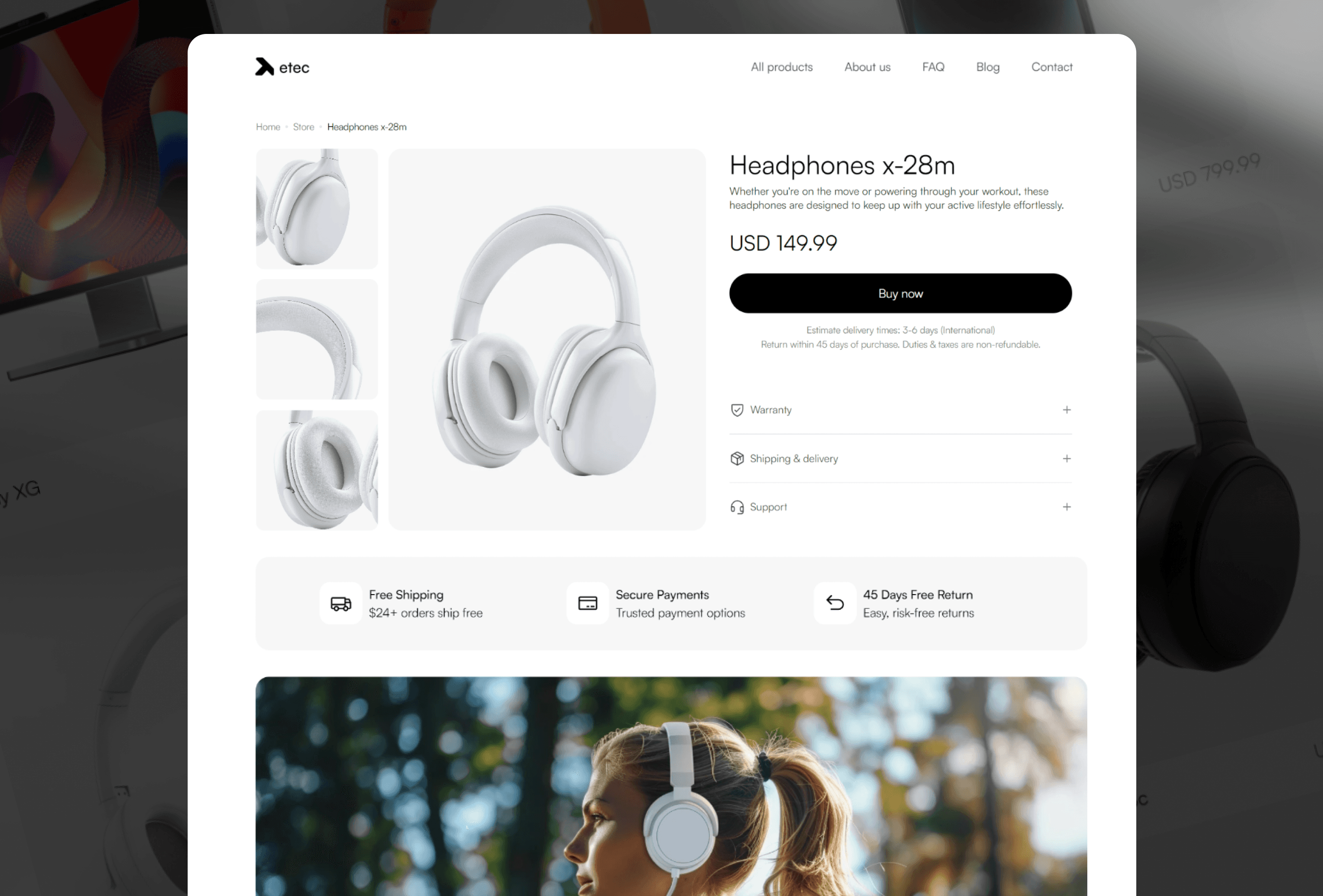 Screenshot 4 for Etec, a Framer Marketplace template by Tolv.Studio.