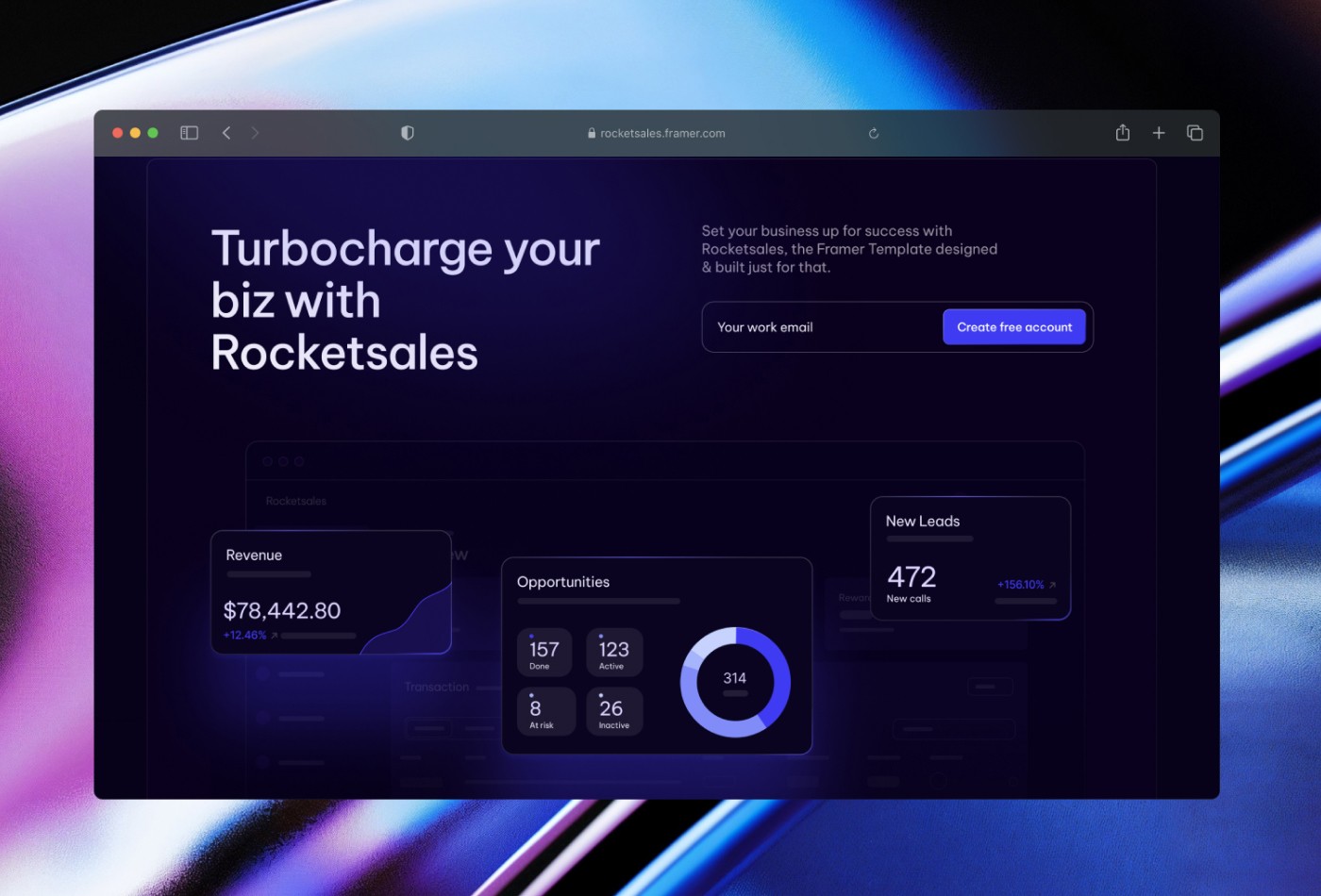 Screenshot 4 for Rocketsales, a Framer Marketplace template by Andrea Montini.