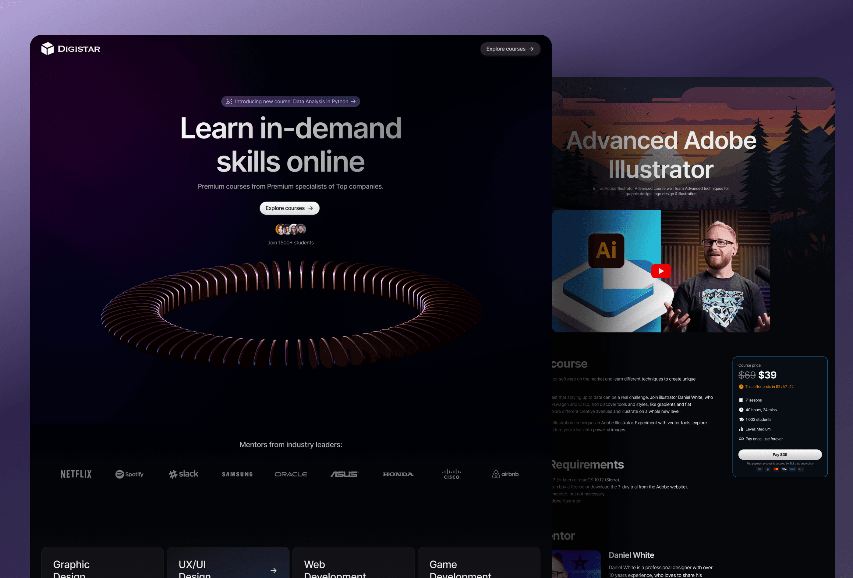 Screenshot 2 for Digistar, a Framer Marketplace template by Bobur Mavlonov.