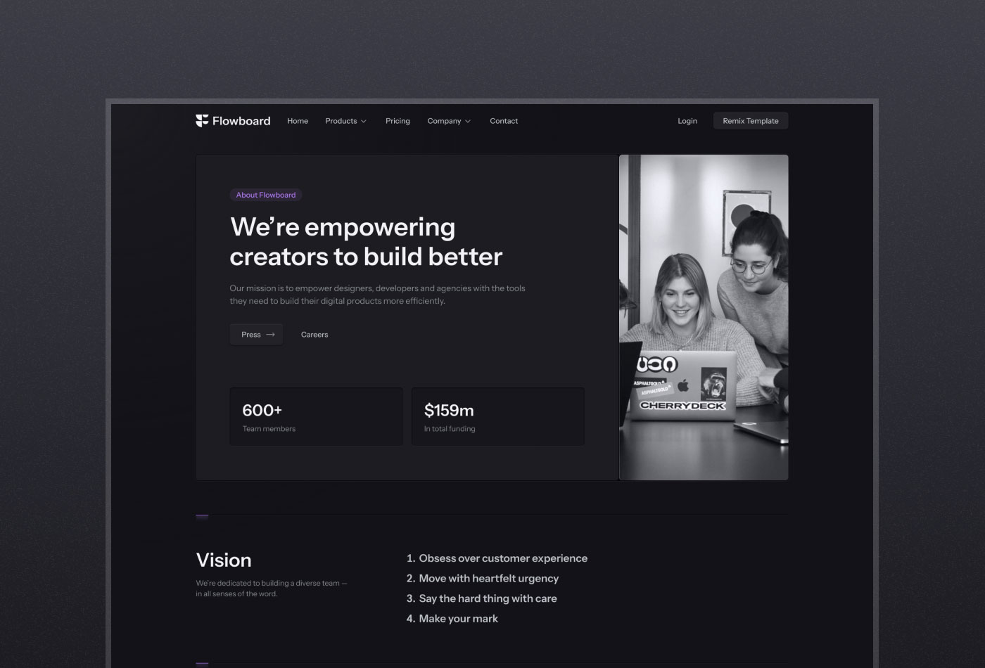 Screenshot 3 for Flowboard, a Framer Marketplace template by Dmytri Ivanov.