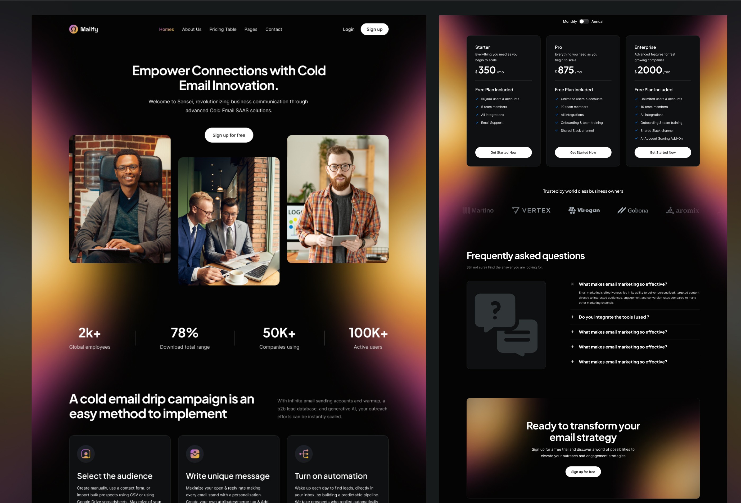 Screenshot 4 for Mailify, a Framer Marketplace template by Framership.