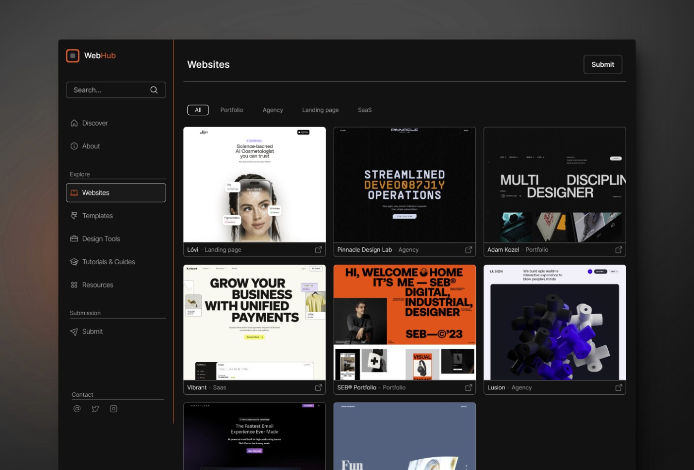 Screenshot 3 for WebHub, a Framer Marketplace template by Thaer Swailem.