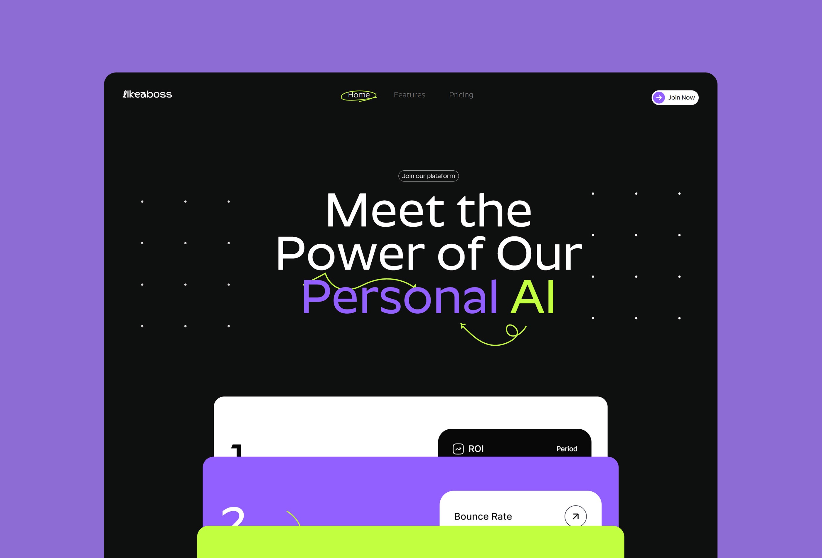 Screenshot 2 for LikeaBoss, a Framer Marketplace template by Leandro M.