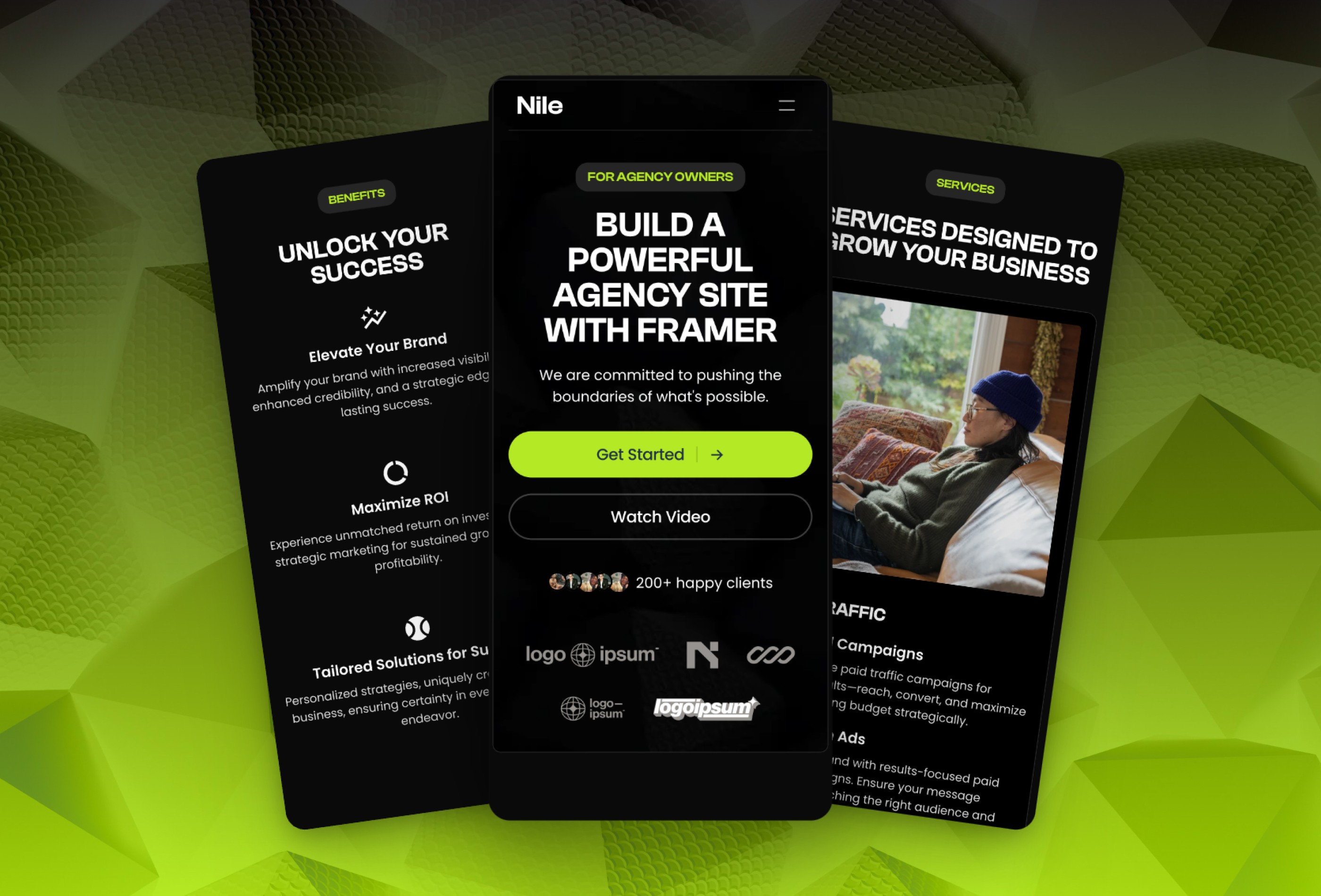 Screenshot 4 for Nile, a Framer Marketplace template by Wize.