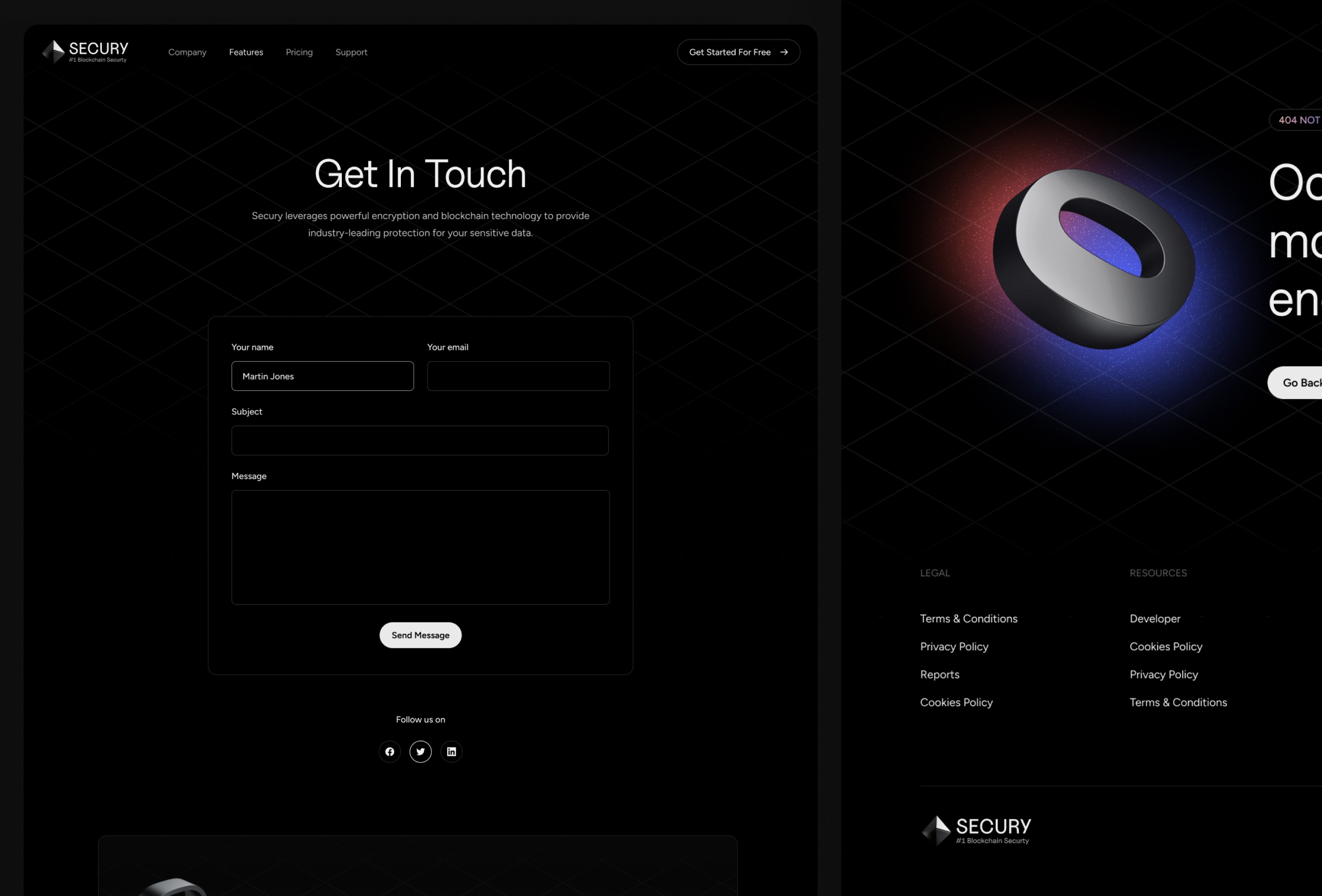 Screenshot 4 for Secury, a Framer Marketplace template by Framerbite.