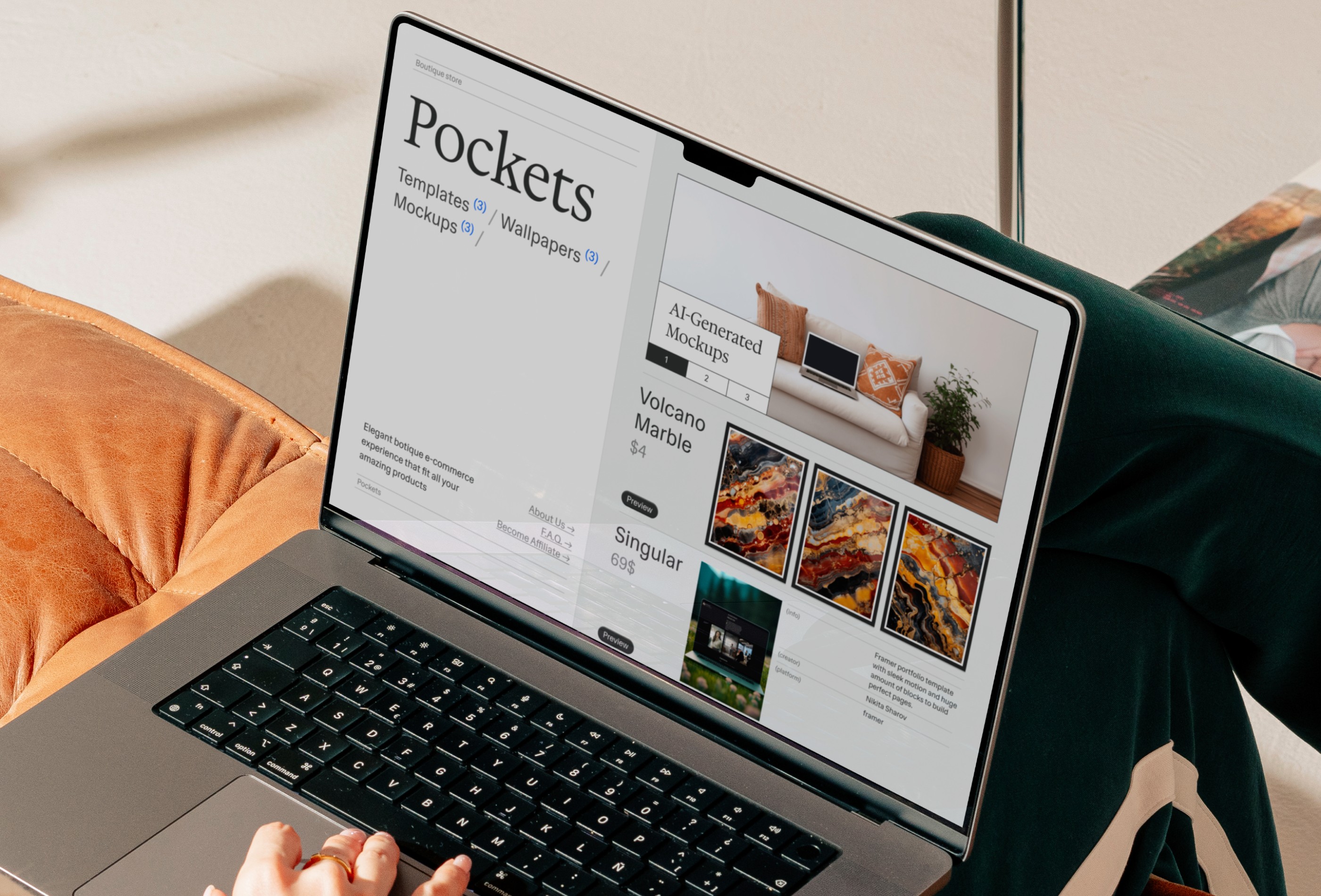Screenshot 2 for Pockets, a Framer Marketplace template by Nikita Sharov.
