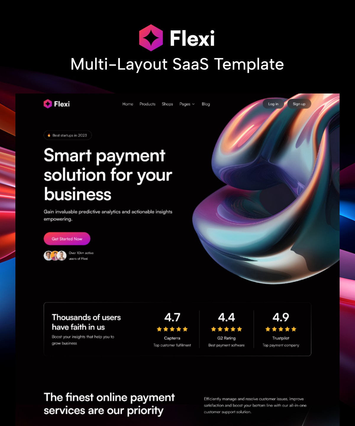 Screenshot 1 for Flexi, a Framer Marketplace template by Sailr.