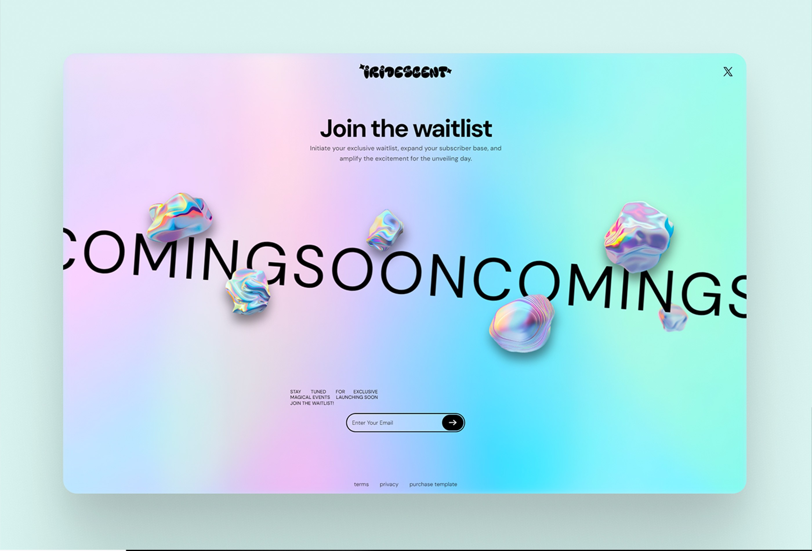 Screenshot 2 for Iridescent, a Framer Marketplace template by Mickces.