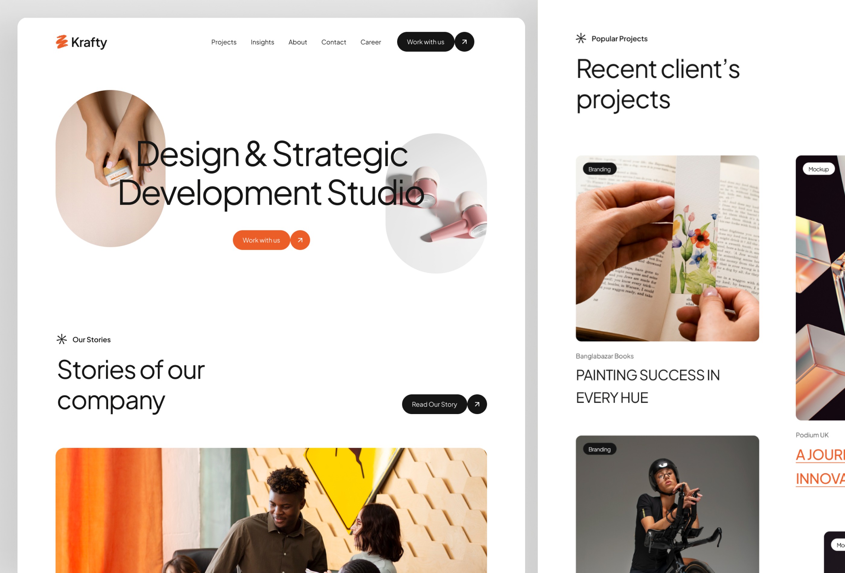 Screenshot 2 for Krafty, a Framer Marketplace template by Framerbite.