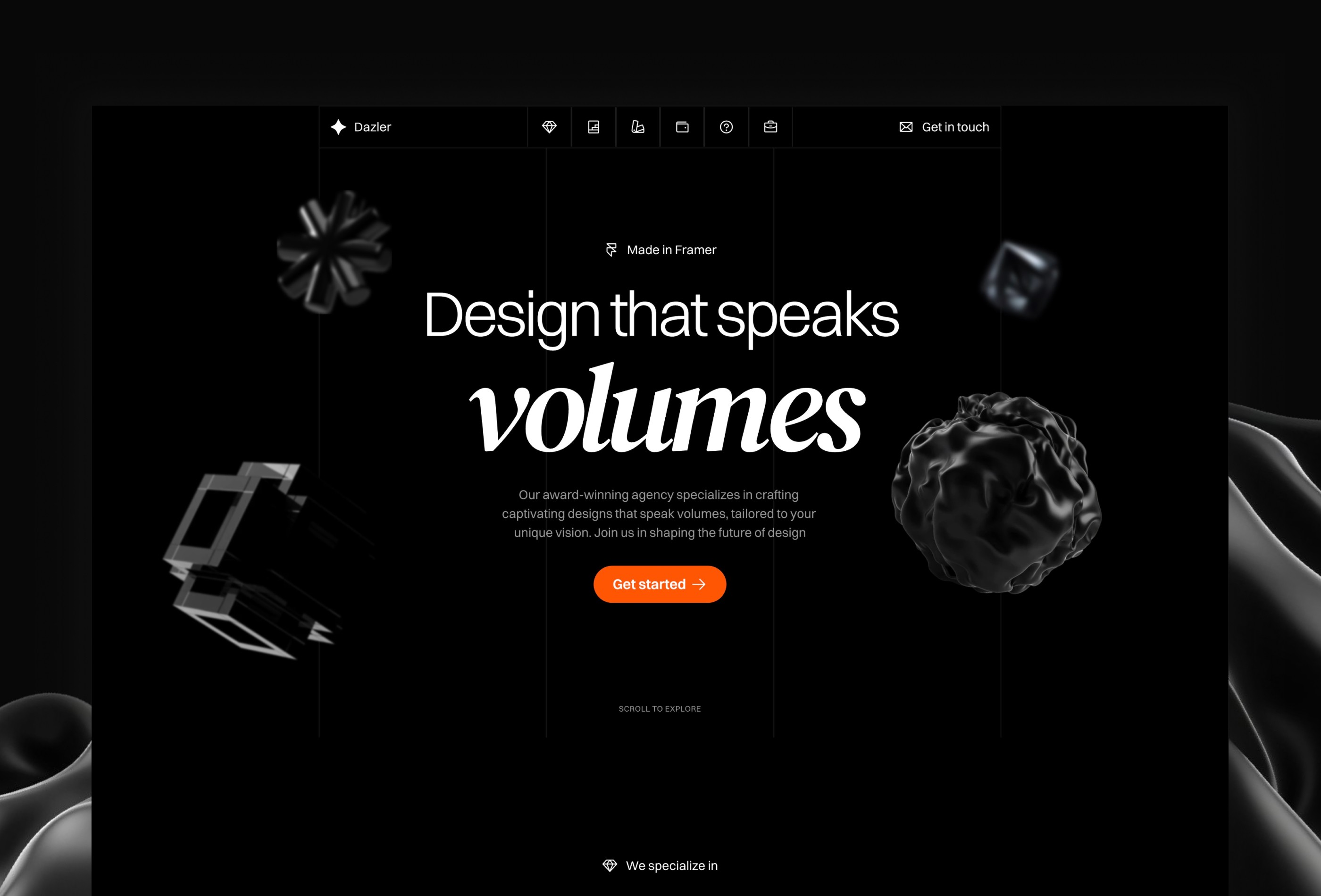 Screenshot 2 for Dazler, a Framer Marketplace template by andsav.