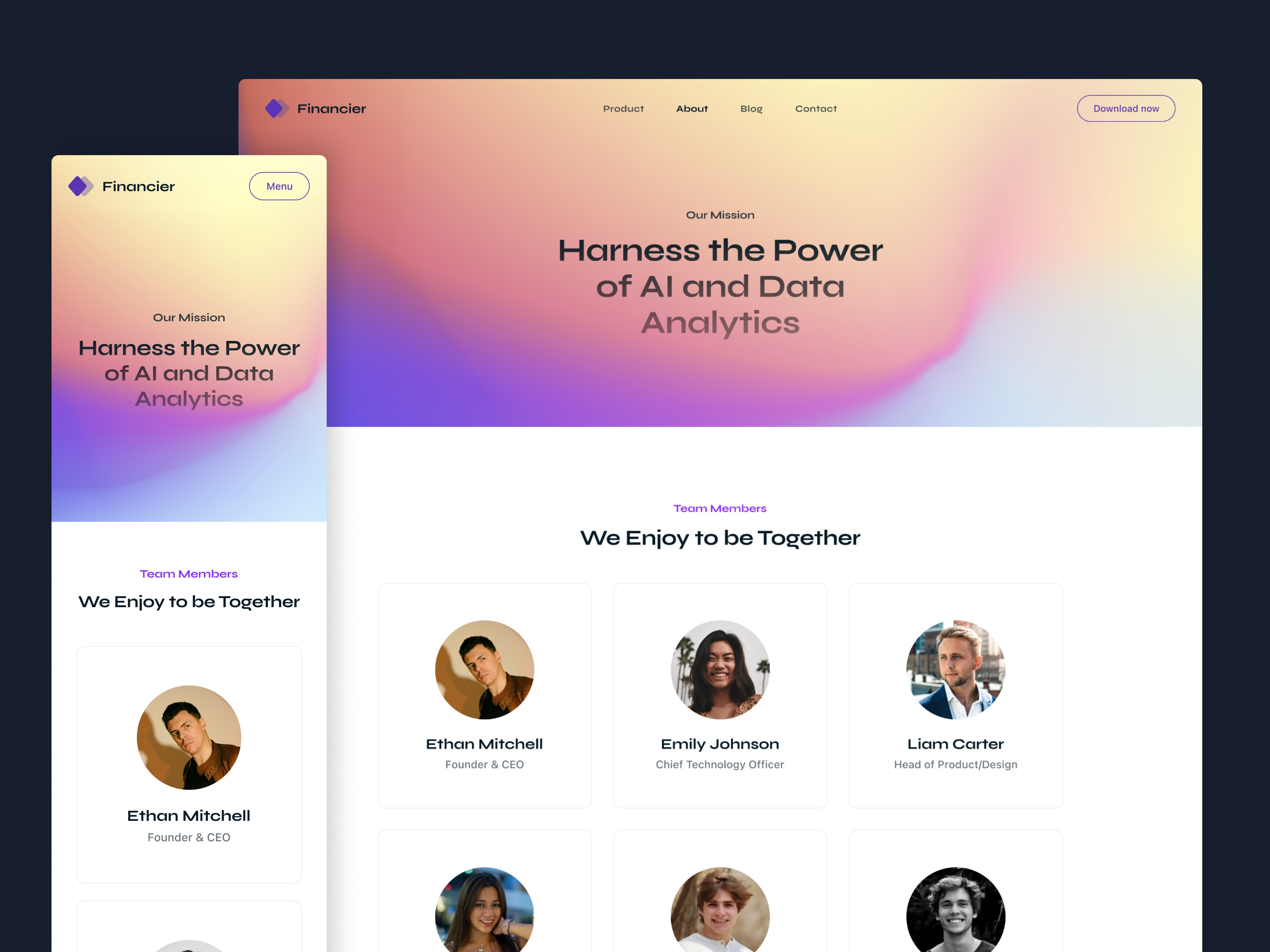 Screenshot 3 for Financier, a Framer Marketplace template by OriginFrame.