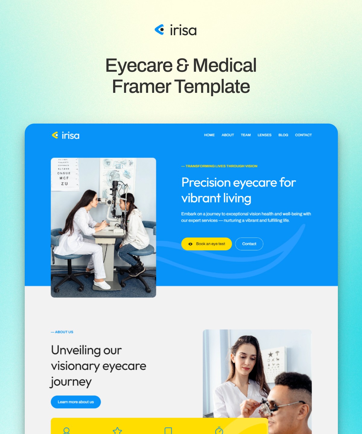 Screenshot 1 for Irisa, a Framer Marketplace template by Vilu Digital.