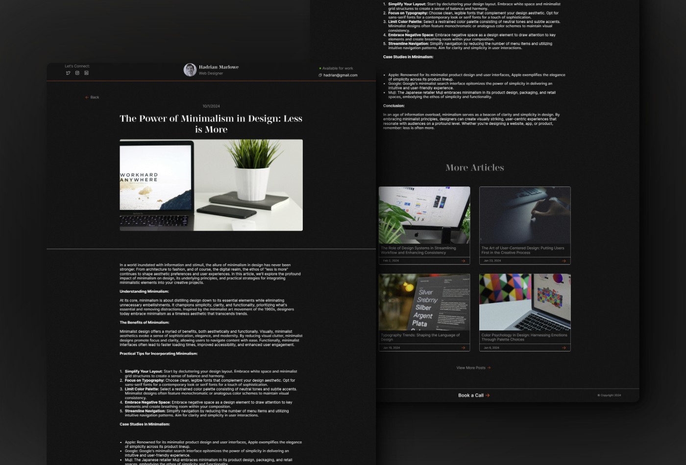Screenshot 3 for Ember, a Framer Marketplace template by Thaer Swailem.