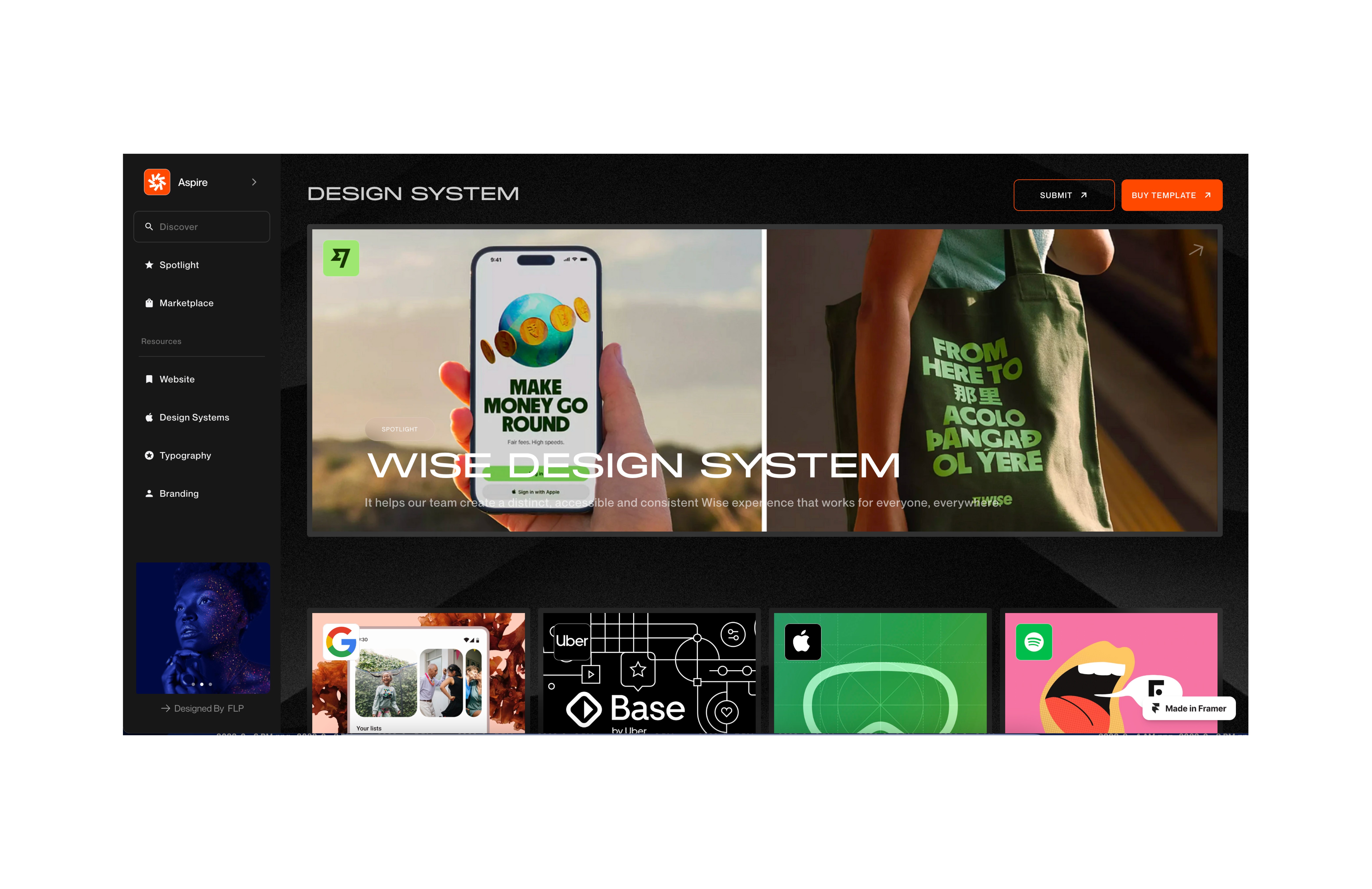 Screenshot 4 for Aspire, a Framer Marketplace template by Future Things.