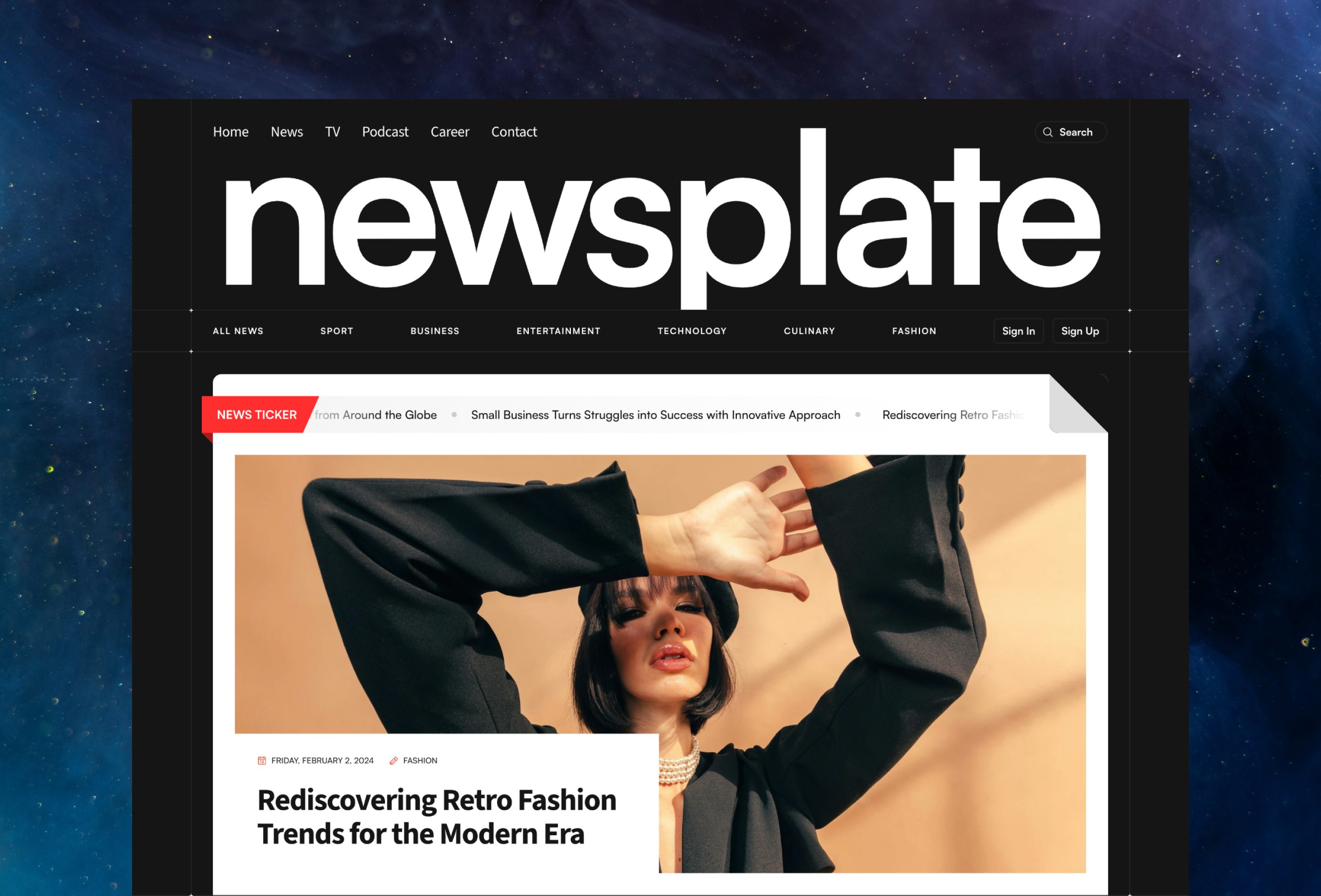 Screenshot 2 for Newsplate, a Framer Marketplace template by Syafii Ahmad.