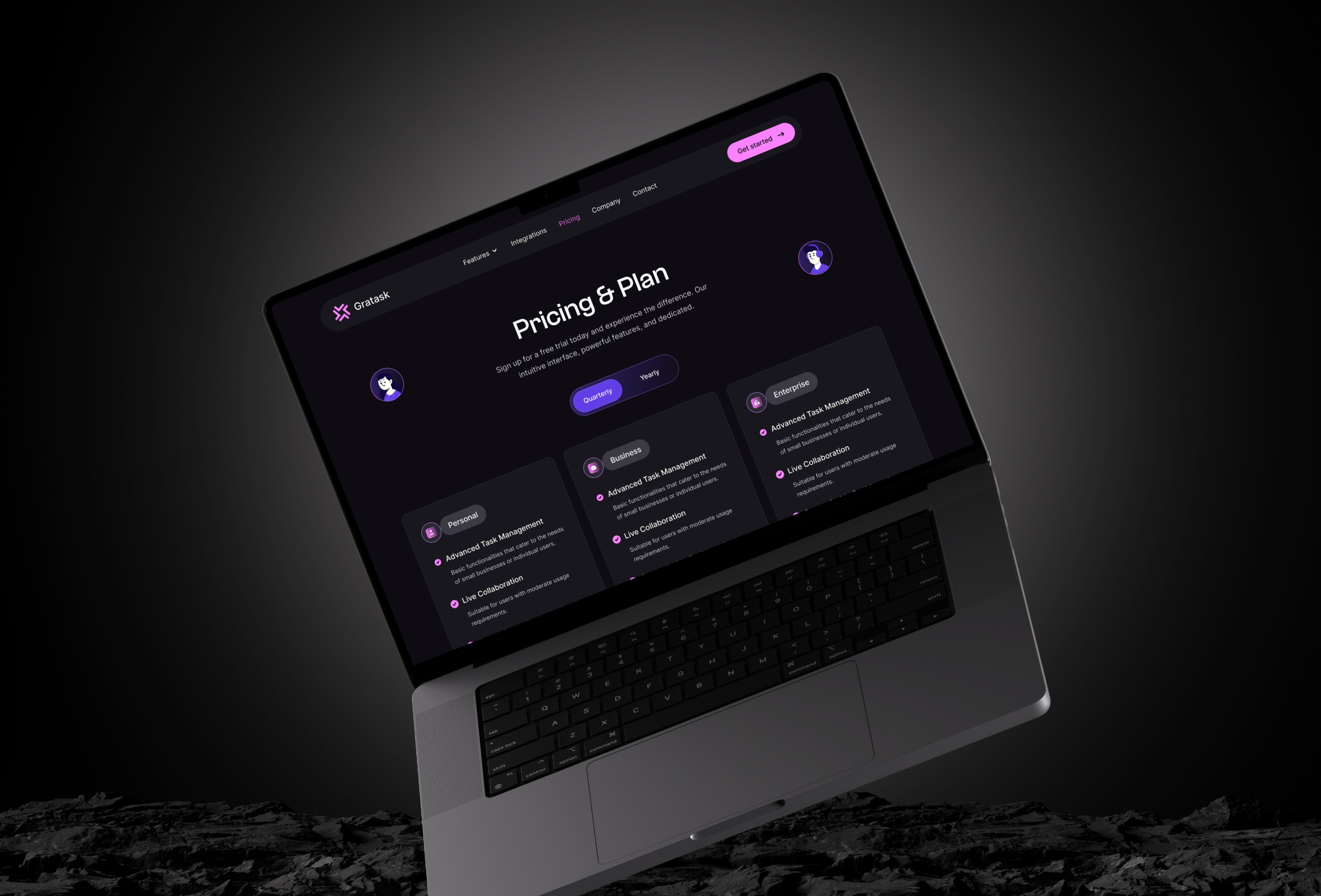 Screenshot 4 for Gratask, a Framer Marketplace template by Framerbite.