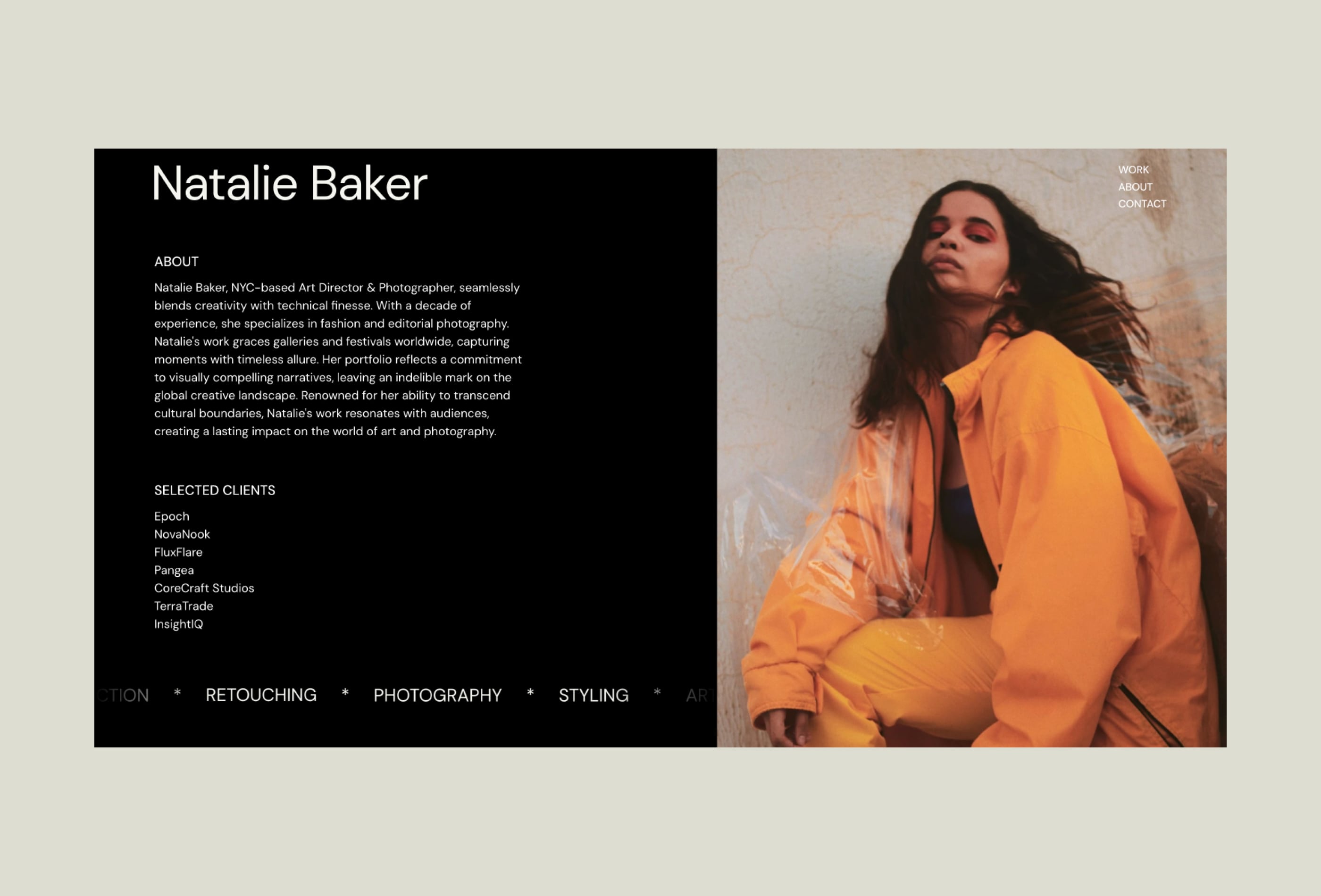 Screenshot 2 for Natalie, a Framer Marketplace template by Studio Kismo.