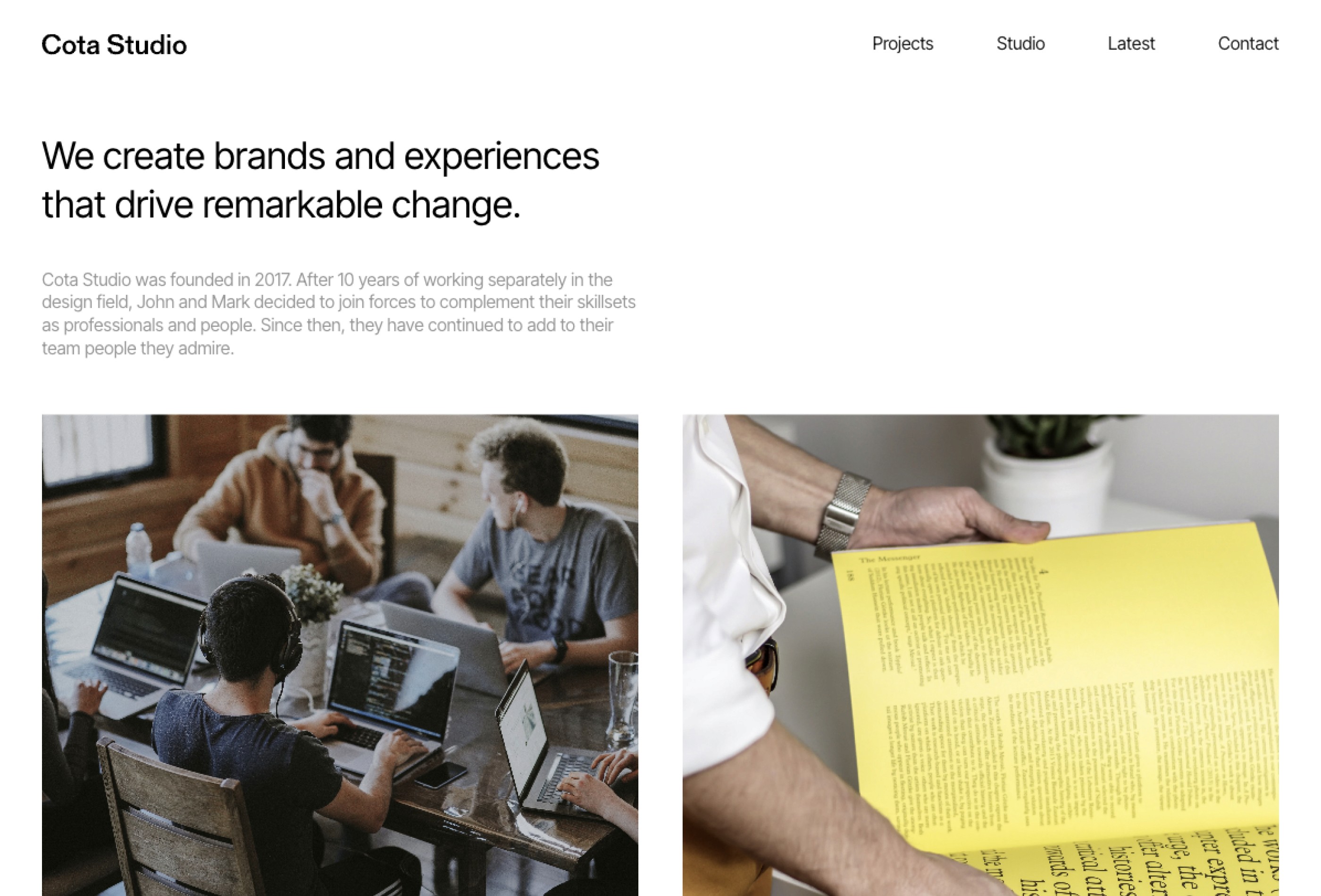Screenshot 3 for CotaStudio, a Framer Marketplace template by Maciej Zielinski.