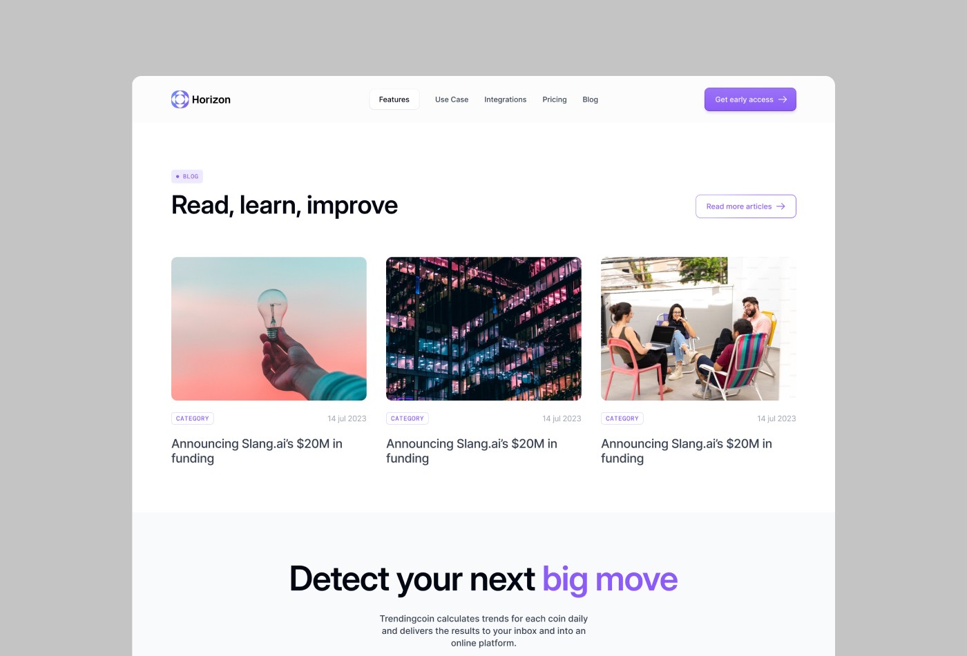 Screenshot 3 for Horizon, a Framer Marketplace template by Andrea Montini.