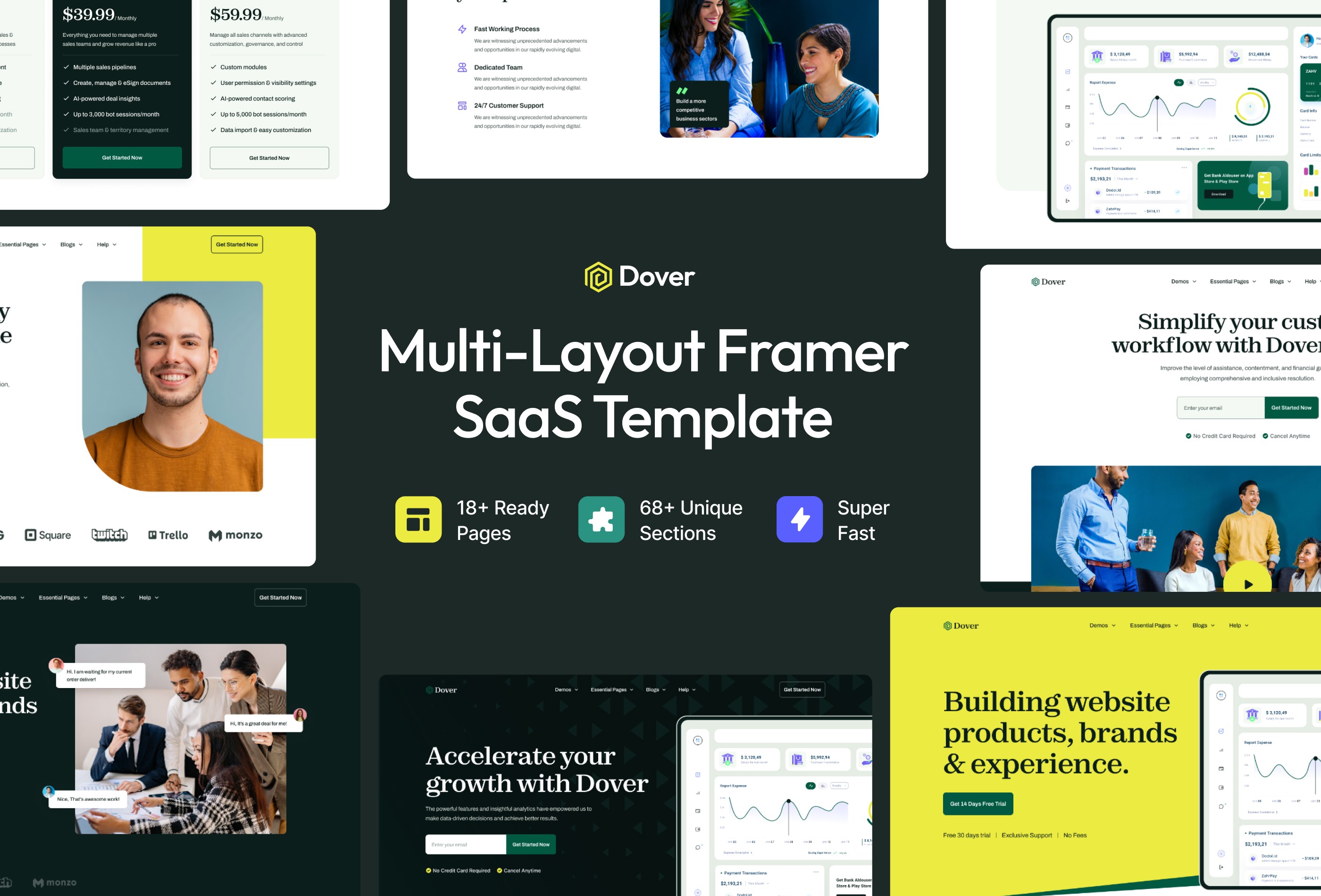 Screenshot 1 for Dover, a Framer Marketplace template by Framerbite.