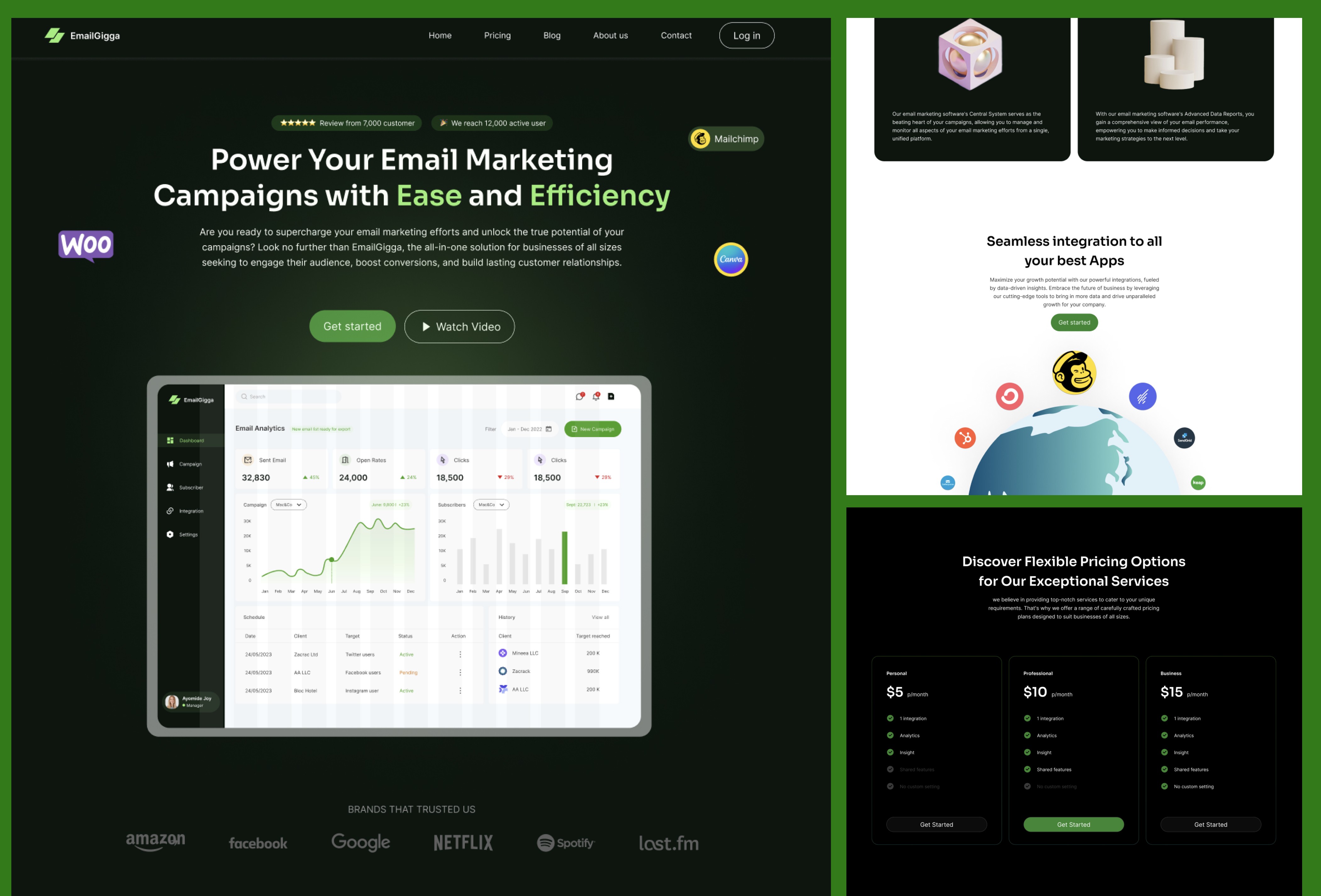 Screenshot 2 for Email Gigga, a Framer Marketplace template by Olabode Felix.