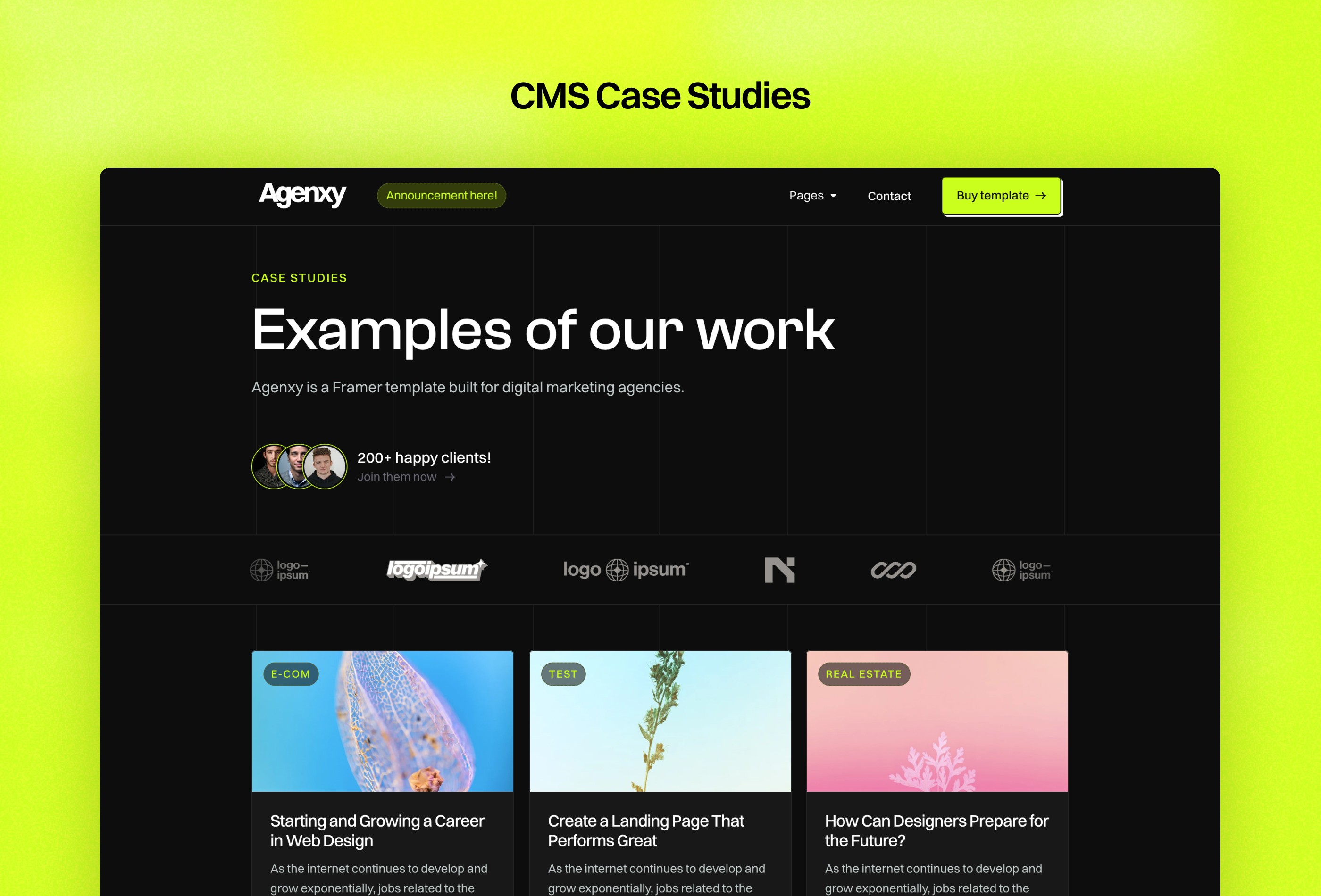 Screenshot 3 for Agenxy, a Framer Marketplace template by Wize.