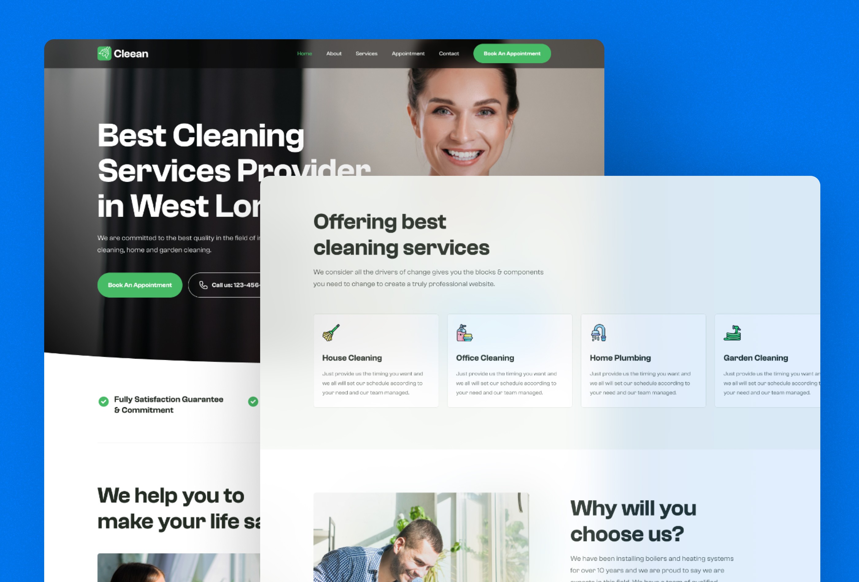 Screenshot 3 for Cleean, a Framer Marketplace template by Framerbite.