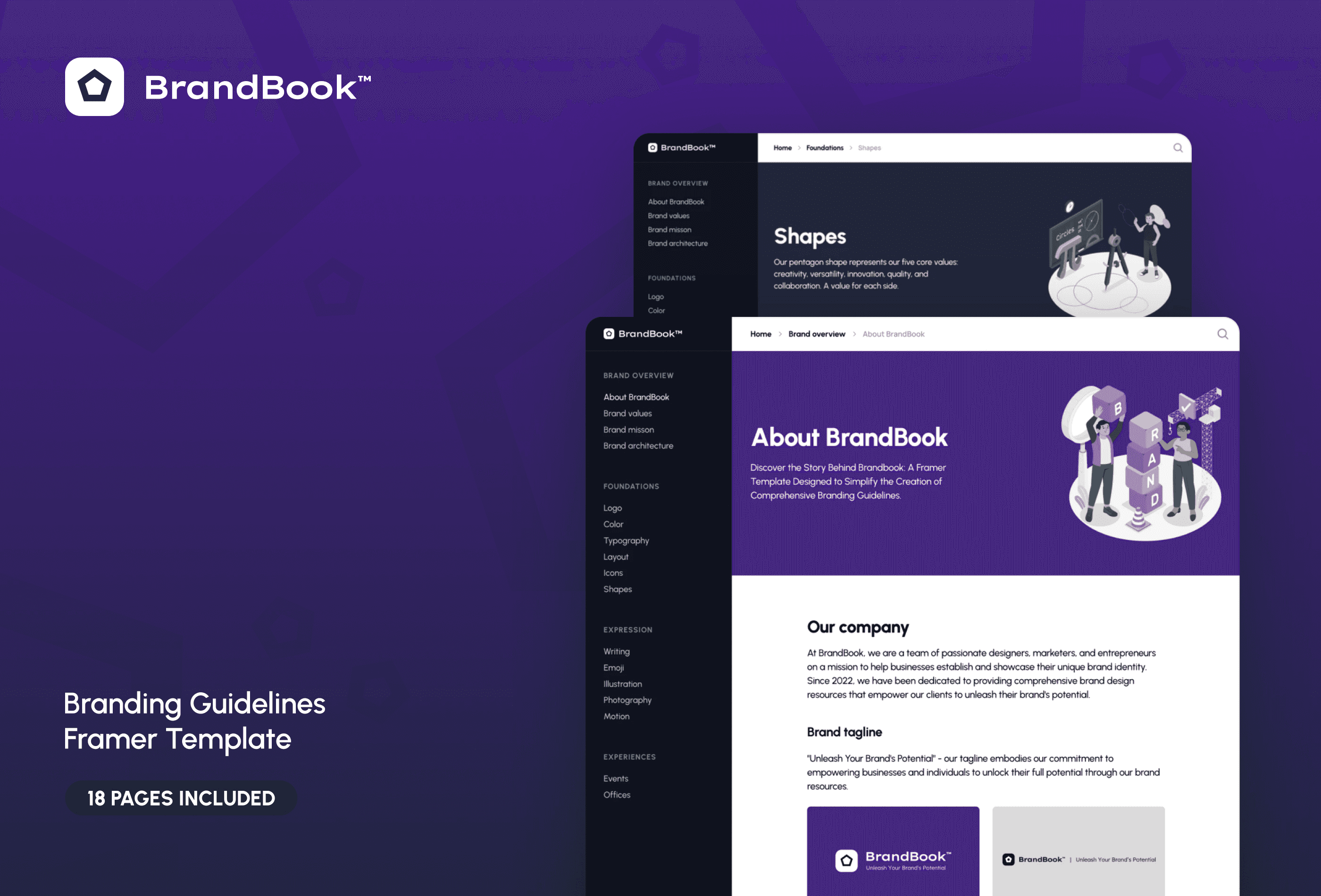 Screenshot 2 for BrandBook, a Framer Marketplace template by Codomic.