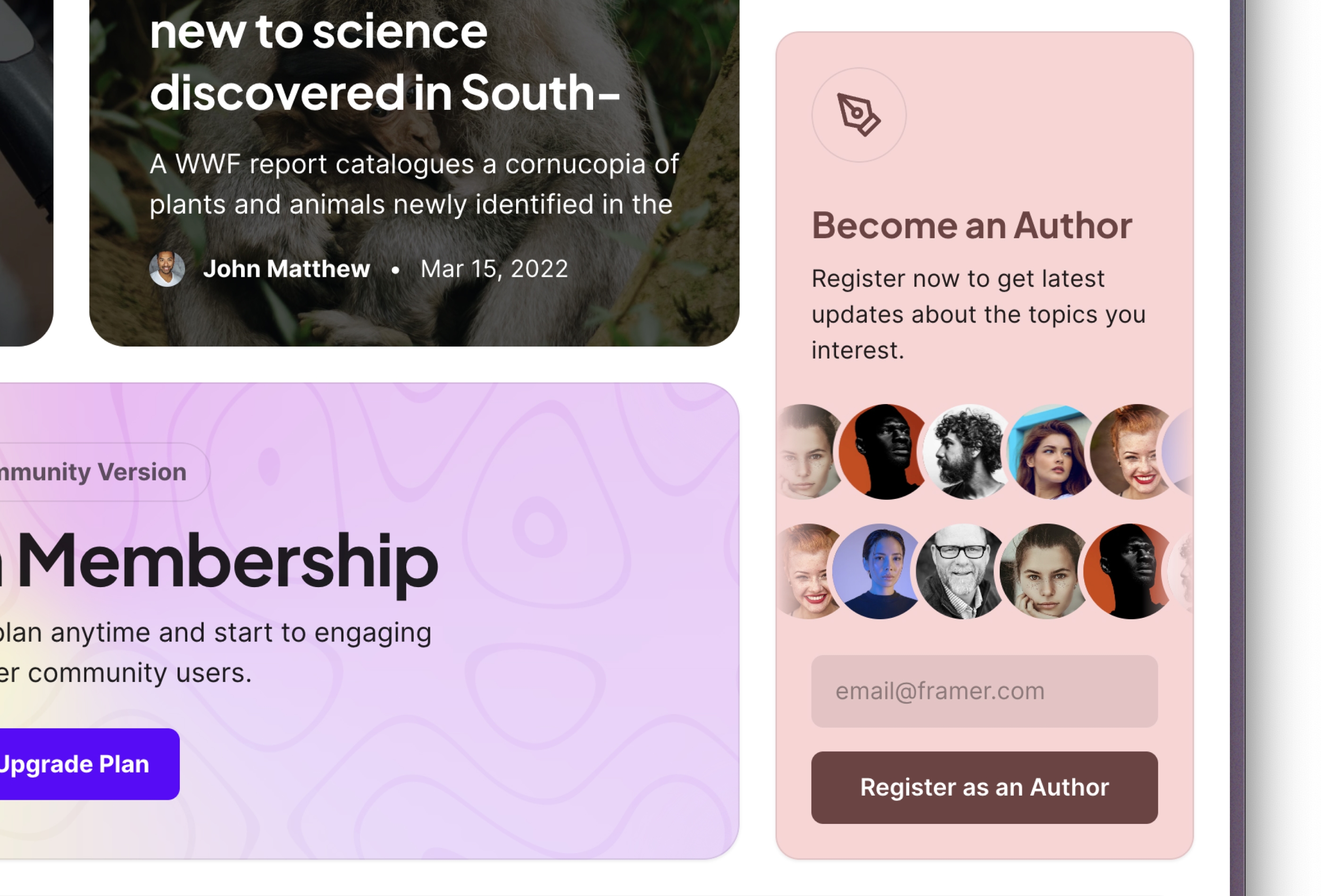 Screenshot 3 for Swen, a Framer Marketplace template by Bora Dan.