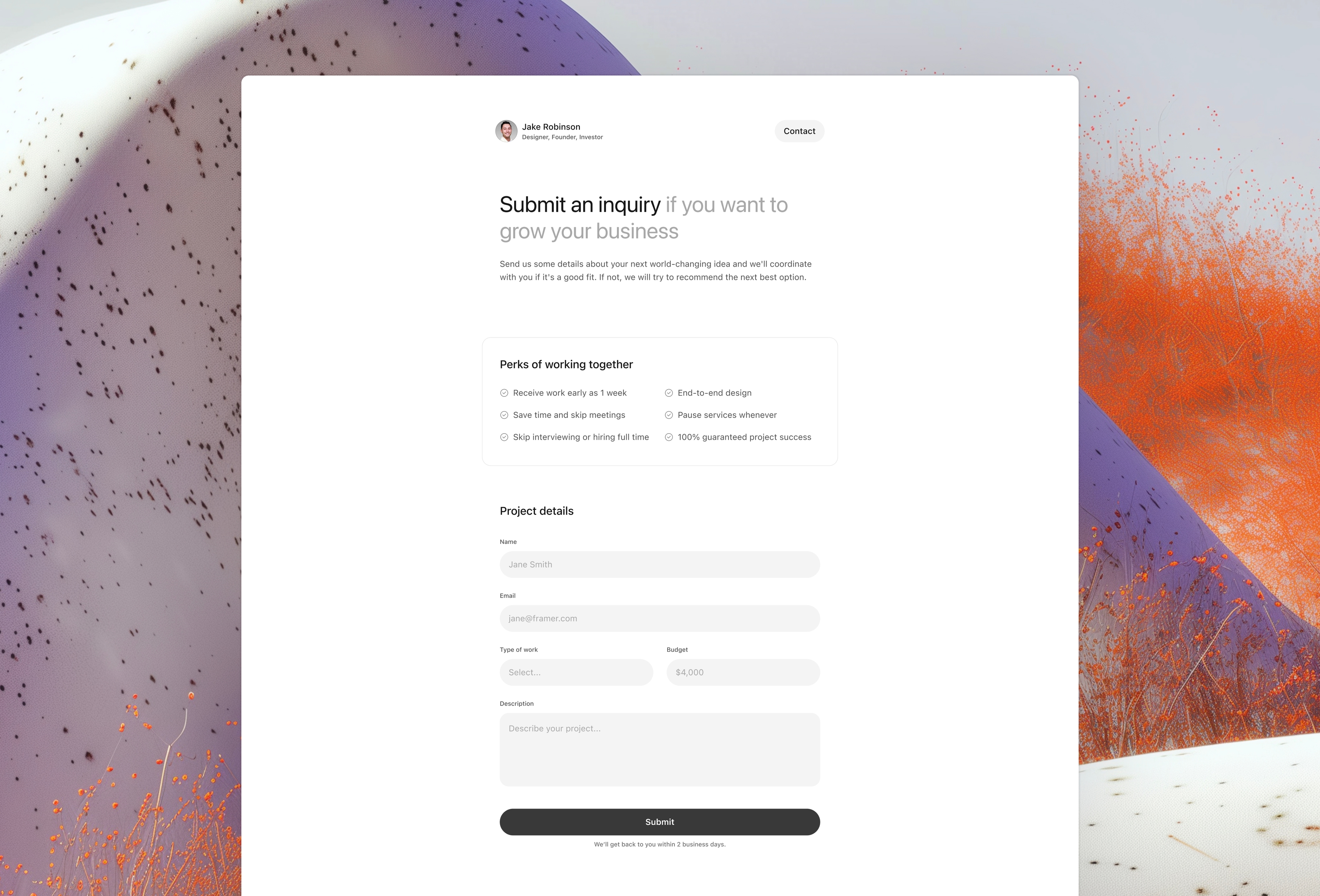 Screenshot 4 for Profile Hub, a Framer Marketplace template by Mitchell Bernstein.