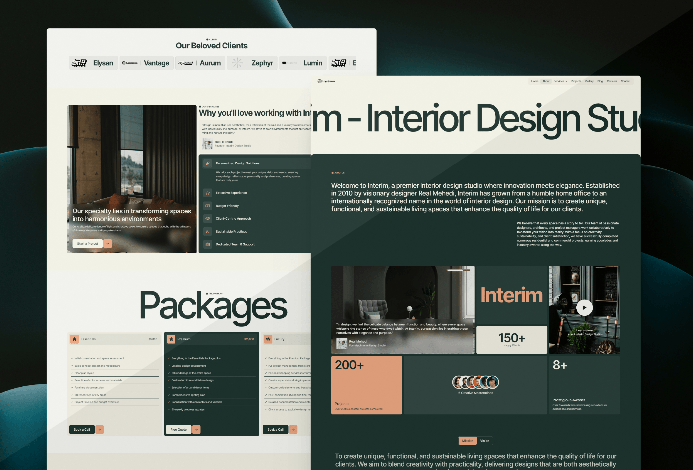 Screenshot 2 for Interim, a Framer Marketplace template by Real Mehedi.