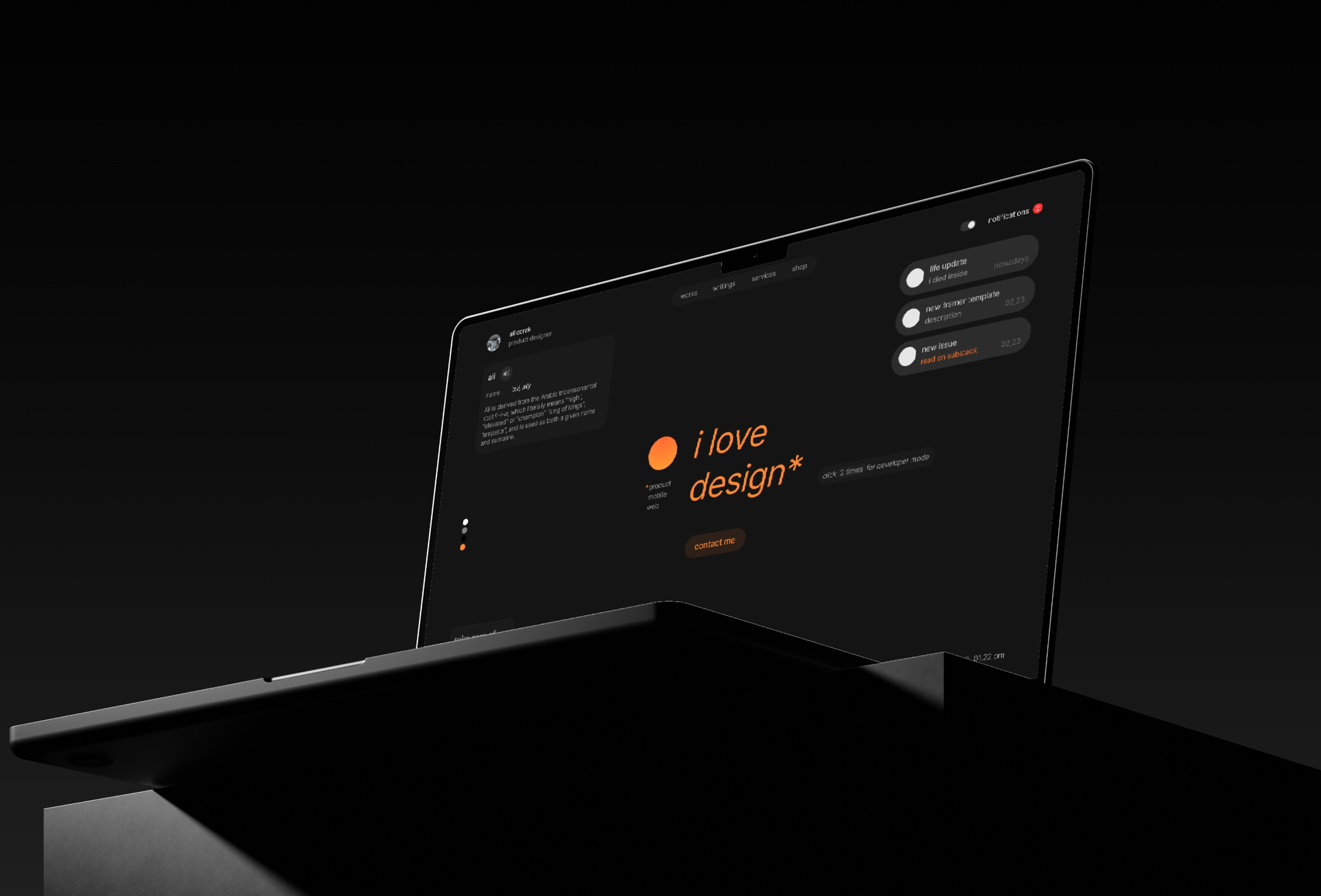 Thumbnail 2 for Personalfolio, a Framer Marketplace template by Ali Çorak.