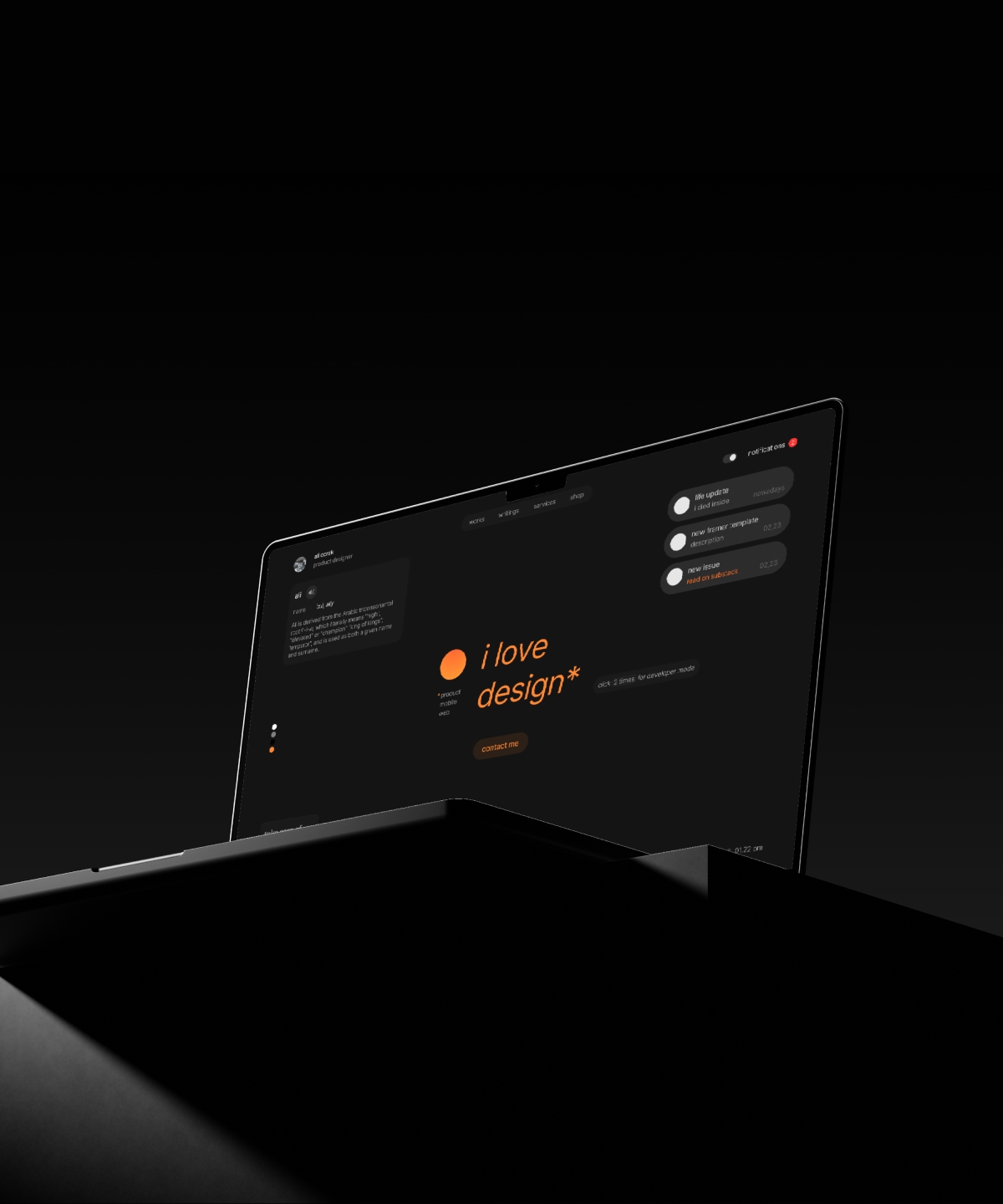 Thumbnail 1 for Personalfolio, a Framer Marketplace template by Ali Çorak.