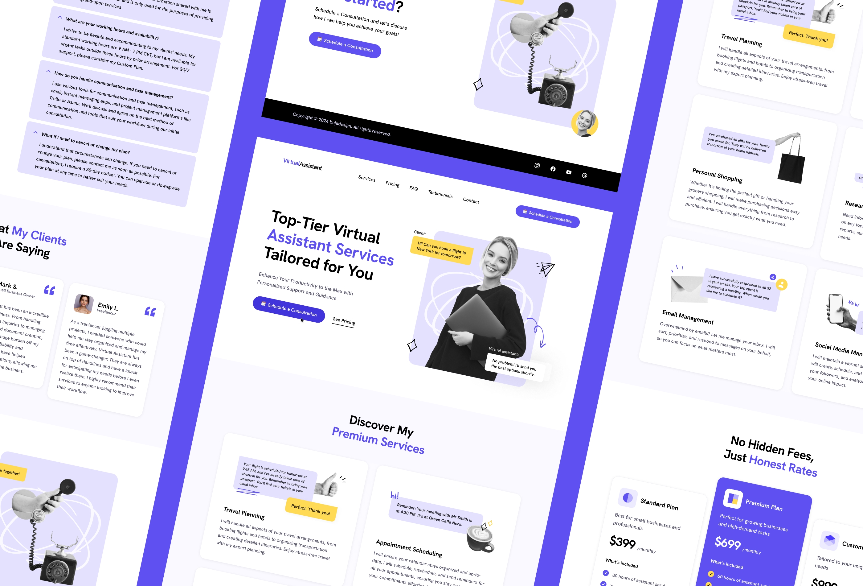 Screenshot 4 for Virtual Assistant, a Framer Marketplace template by bujadesign.