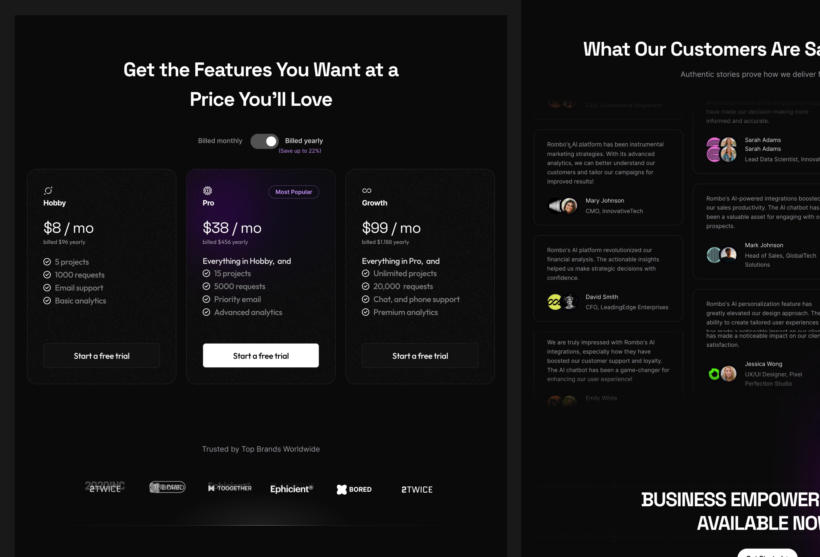 Screenshot 3 for Rombo, a Framer Marketplace template by Mario Putzu.