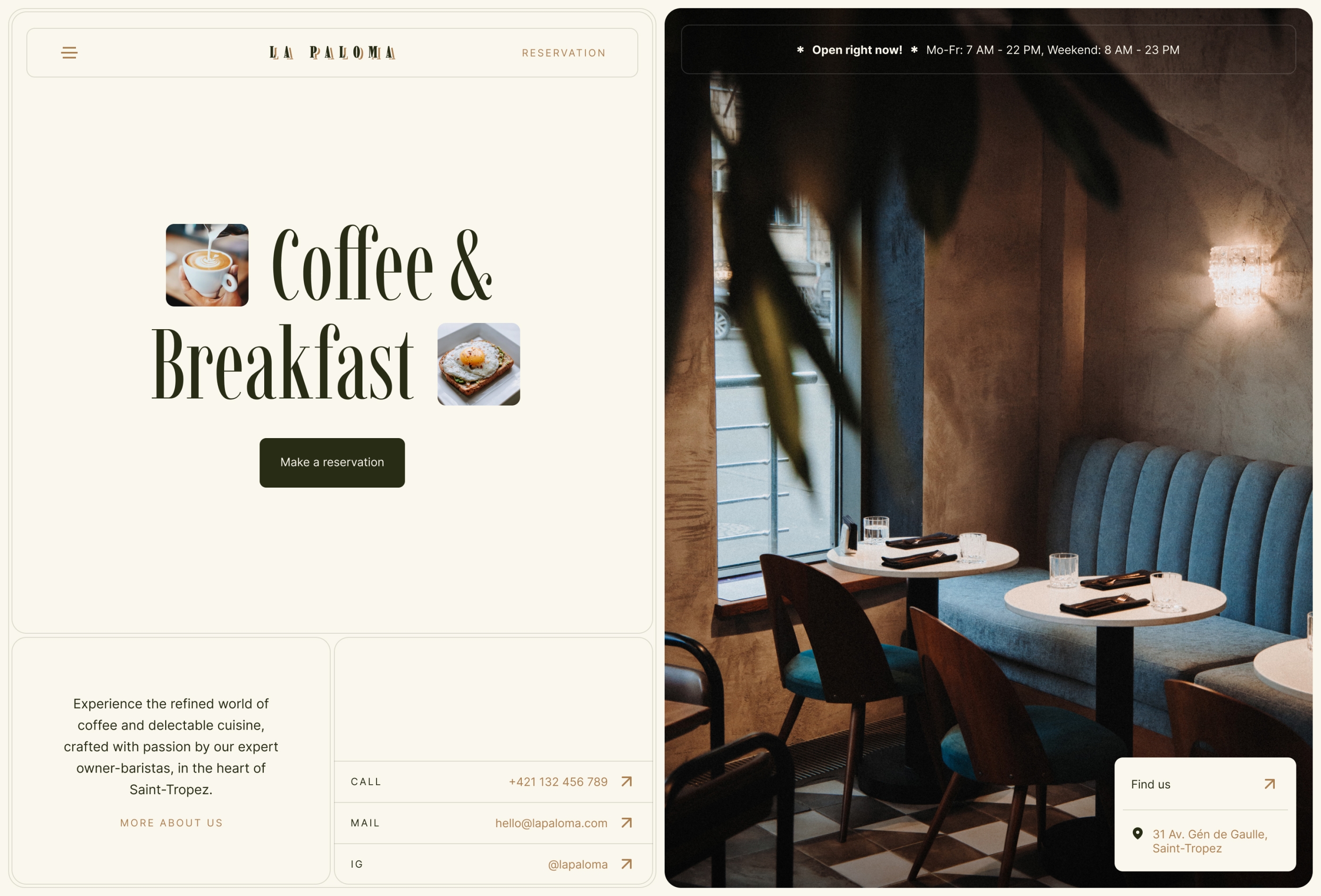 Screenshot 2 for La Paloma , a Framer Marketplace template by Art4web.